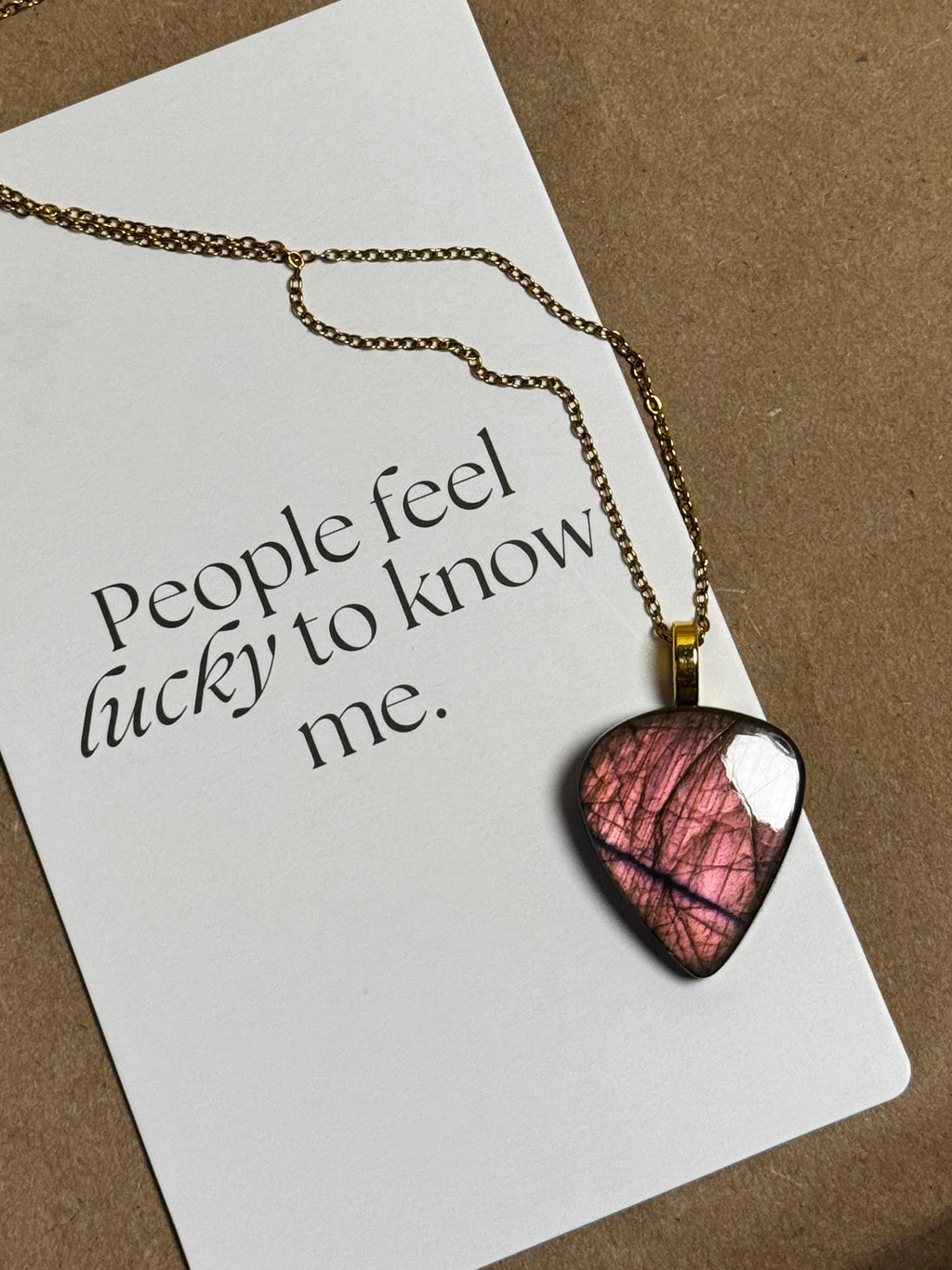 The Roselight Stone – Rosy Pink Labradorite Necklace