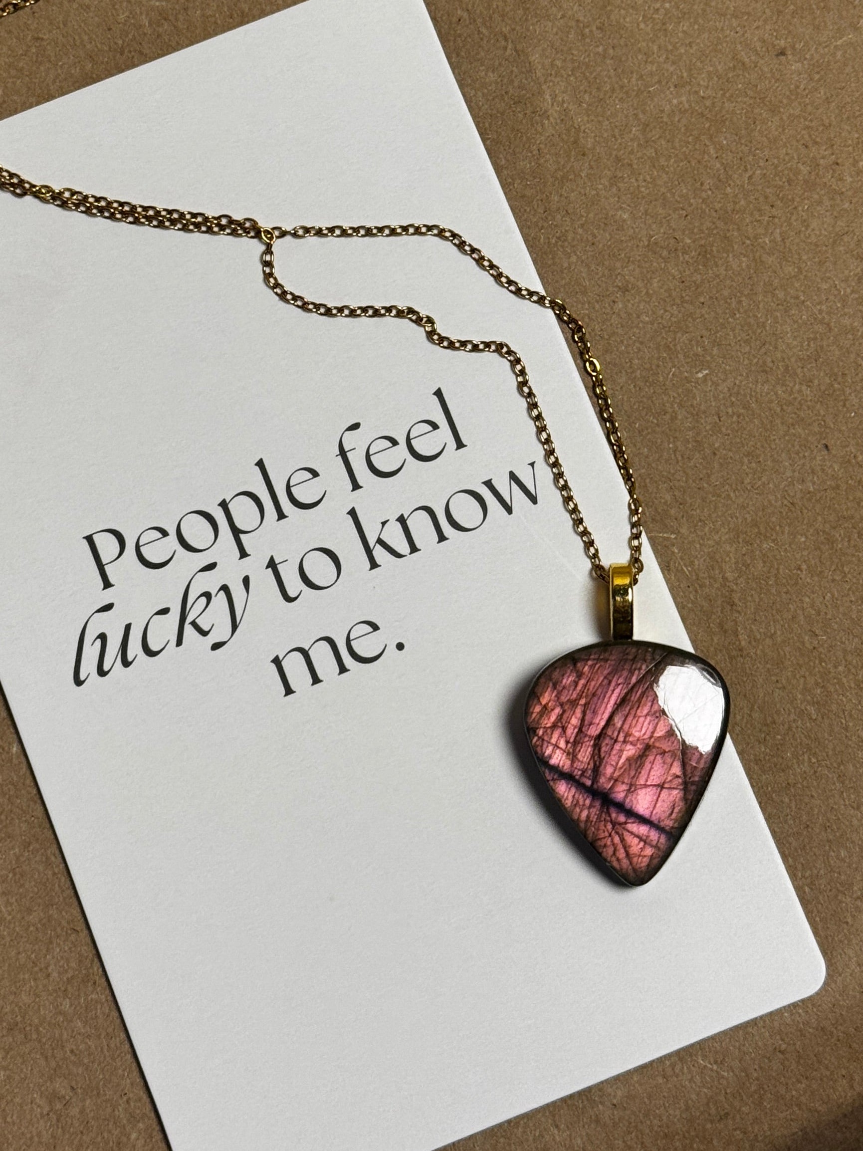 The Roselight Stone – Rosy Pink Labradorite Necklace