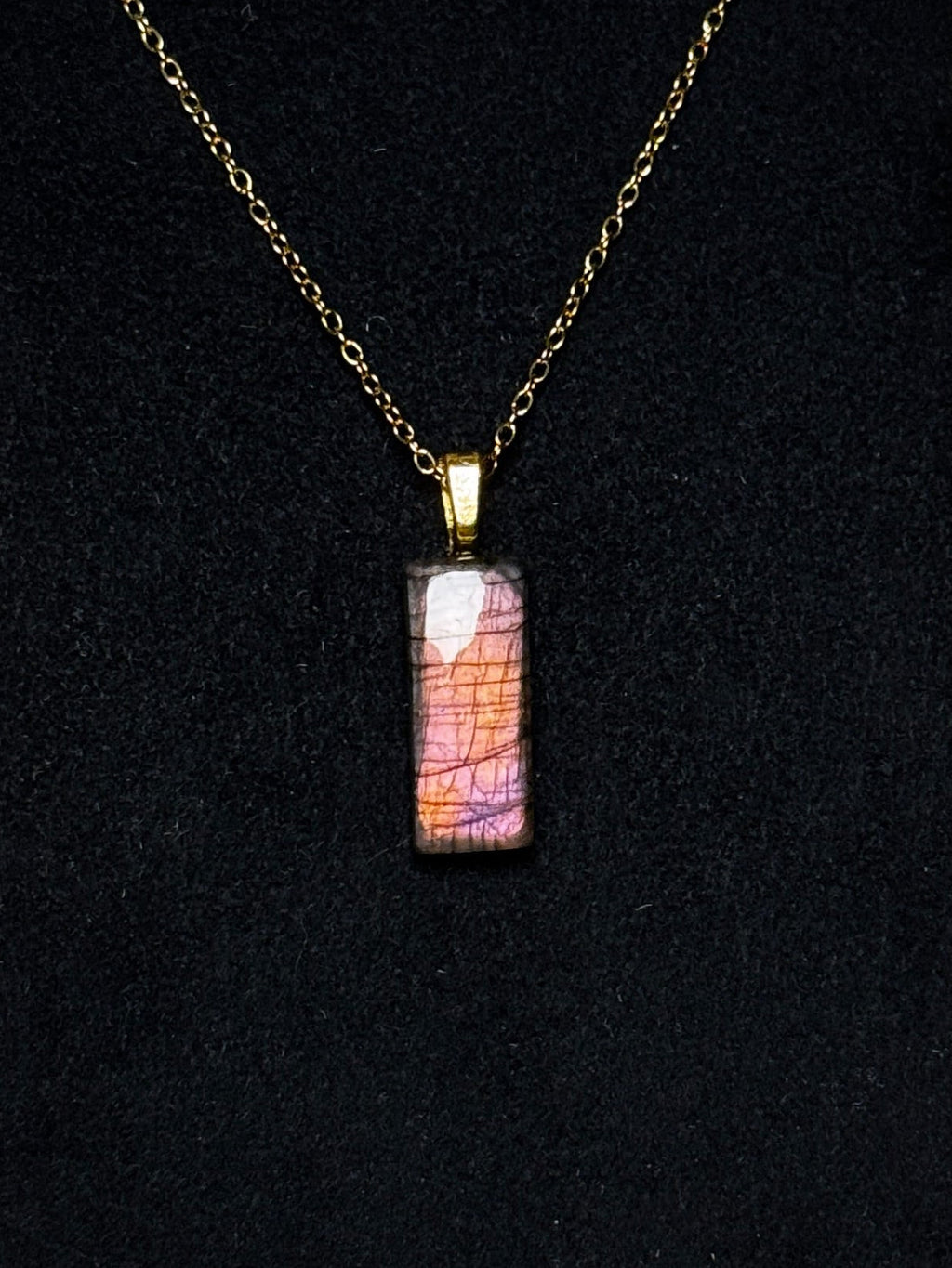 The Bloom Stone – Pink Peach Labradorite Necklace