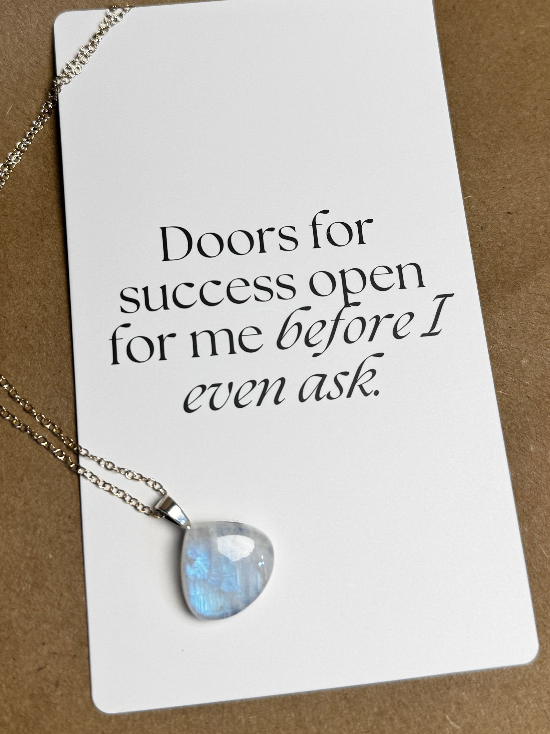 The Blue Whisper Stone – Silver Rainbow Moonstone Necklace