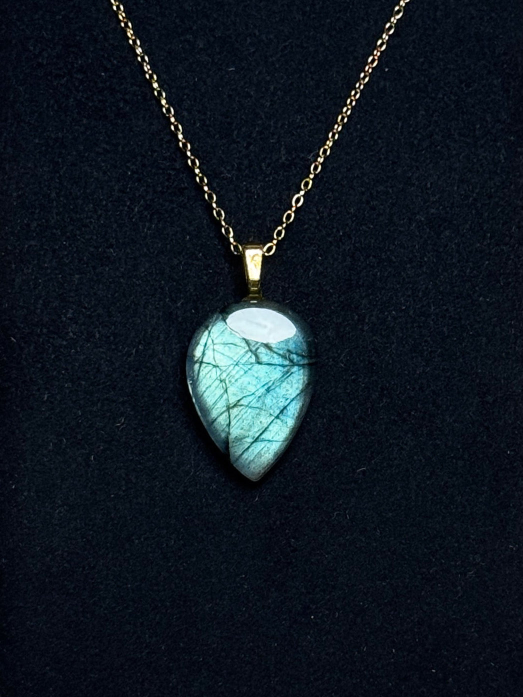 The Stillness Stone – Aqua Blue Labradorite Necklace