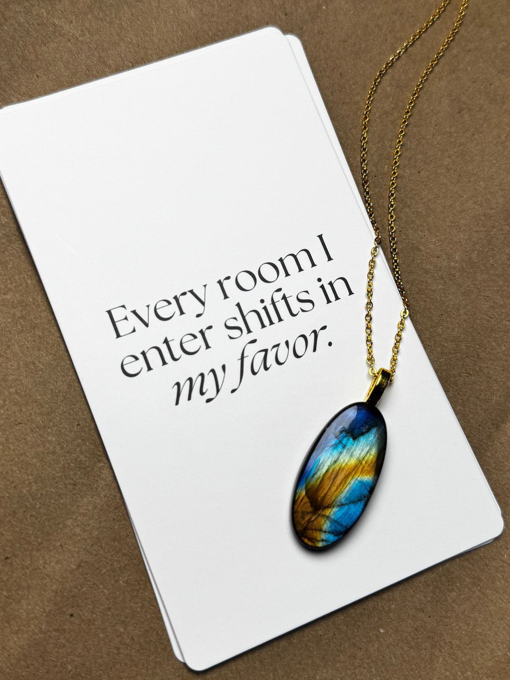 The Meridian Stone – Blue Gold Labradorite Necklace