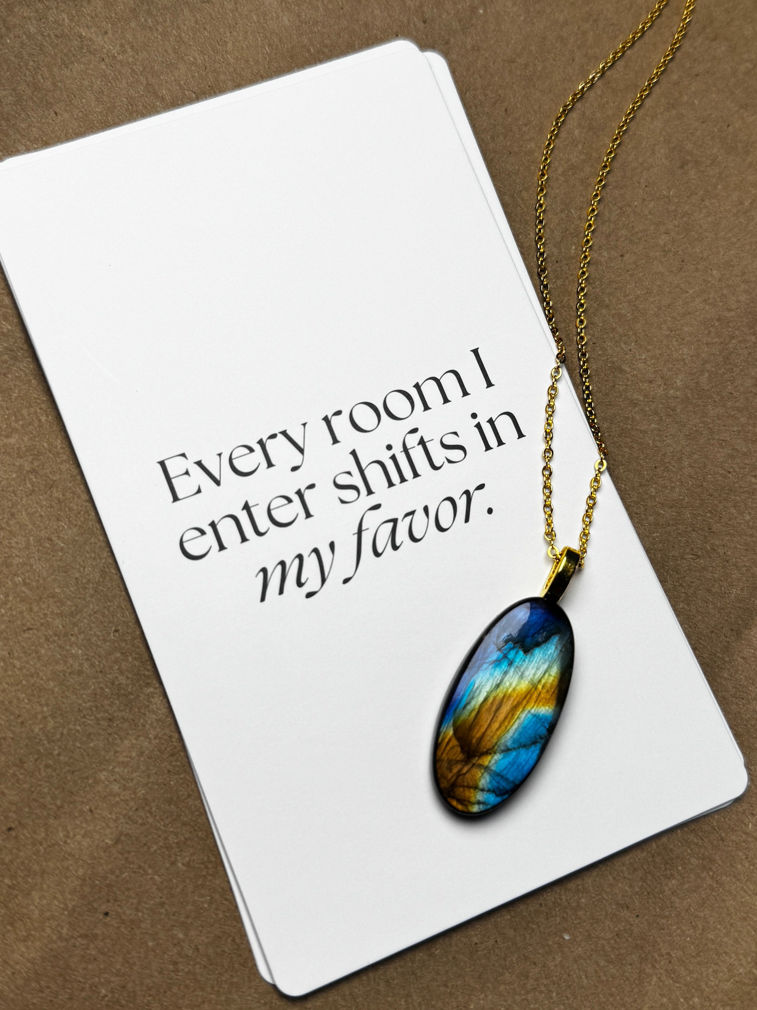 The Meridian Stone – Blue Gold Labradorite Necklace