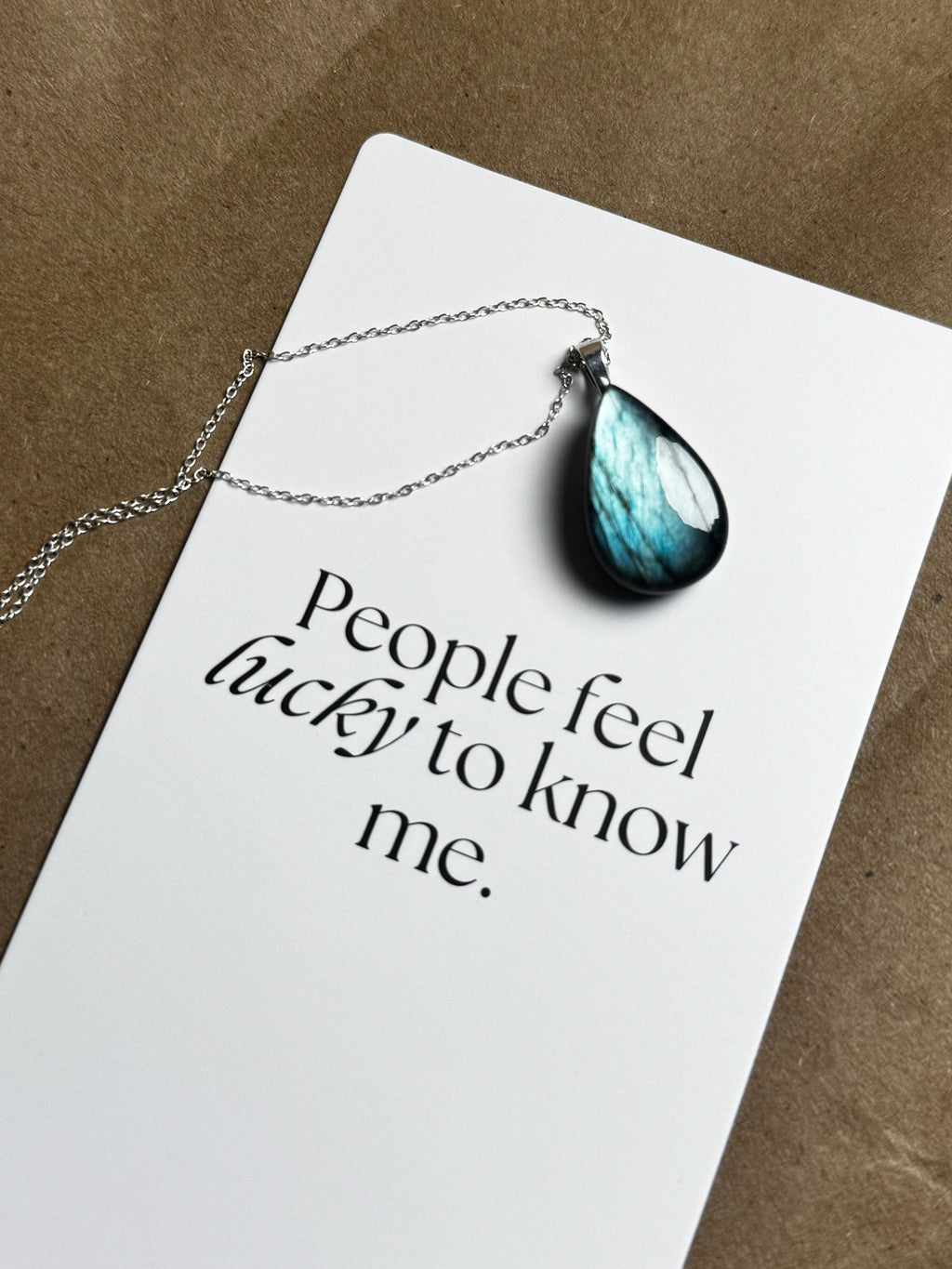 The Oasis Stone – Aqua Teal Labradorite Necklace