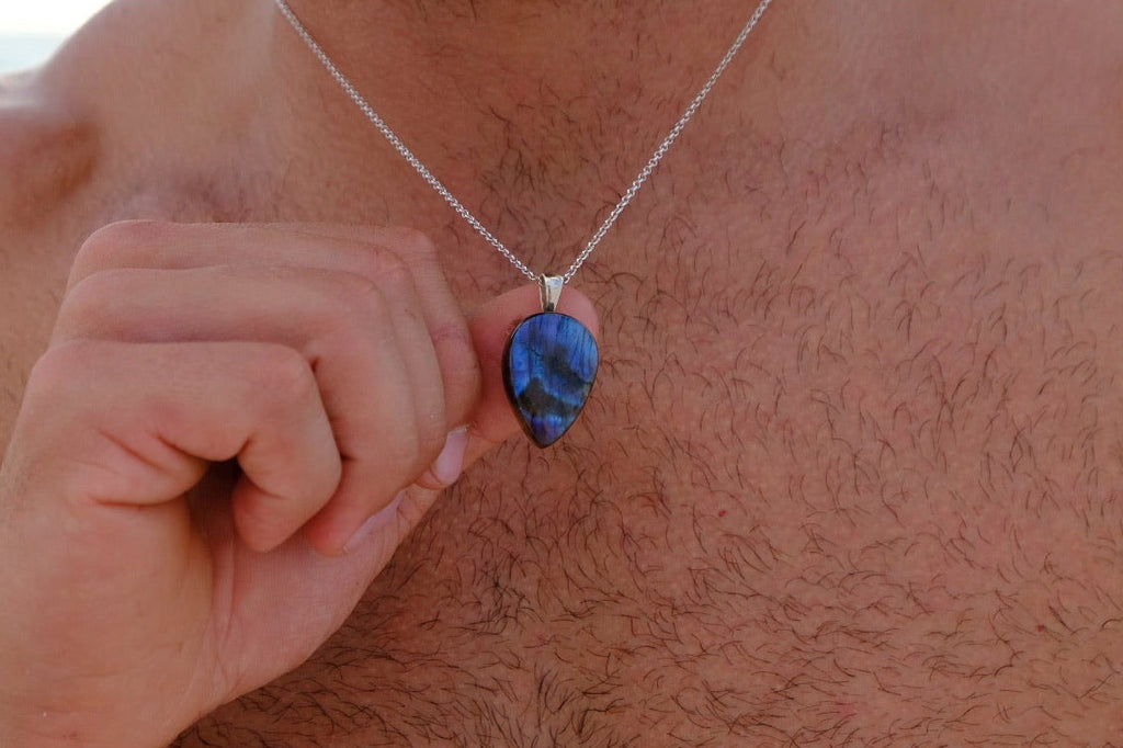 The Eclipse Stone – Electric Blue Labradorite Necklace