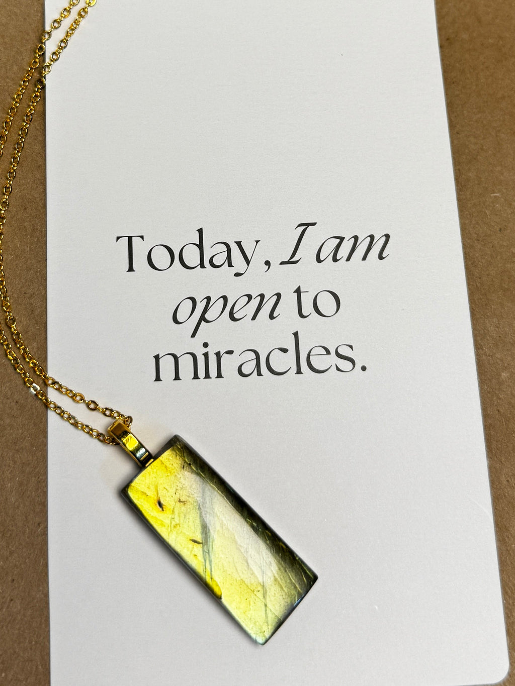 The Beacon Stone – Golden Labradorite Bar Necklace