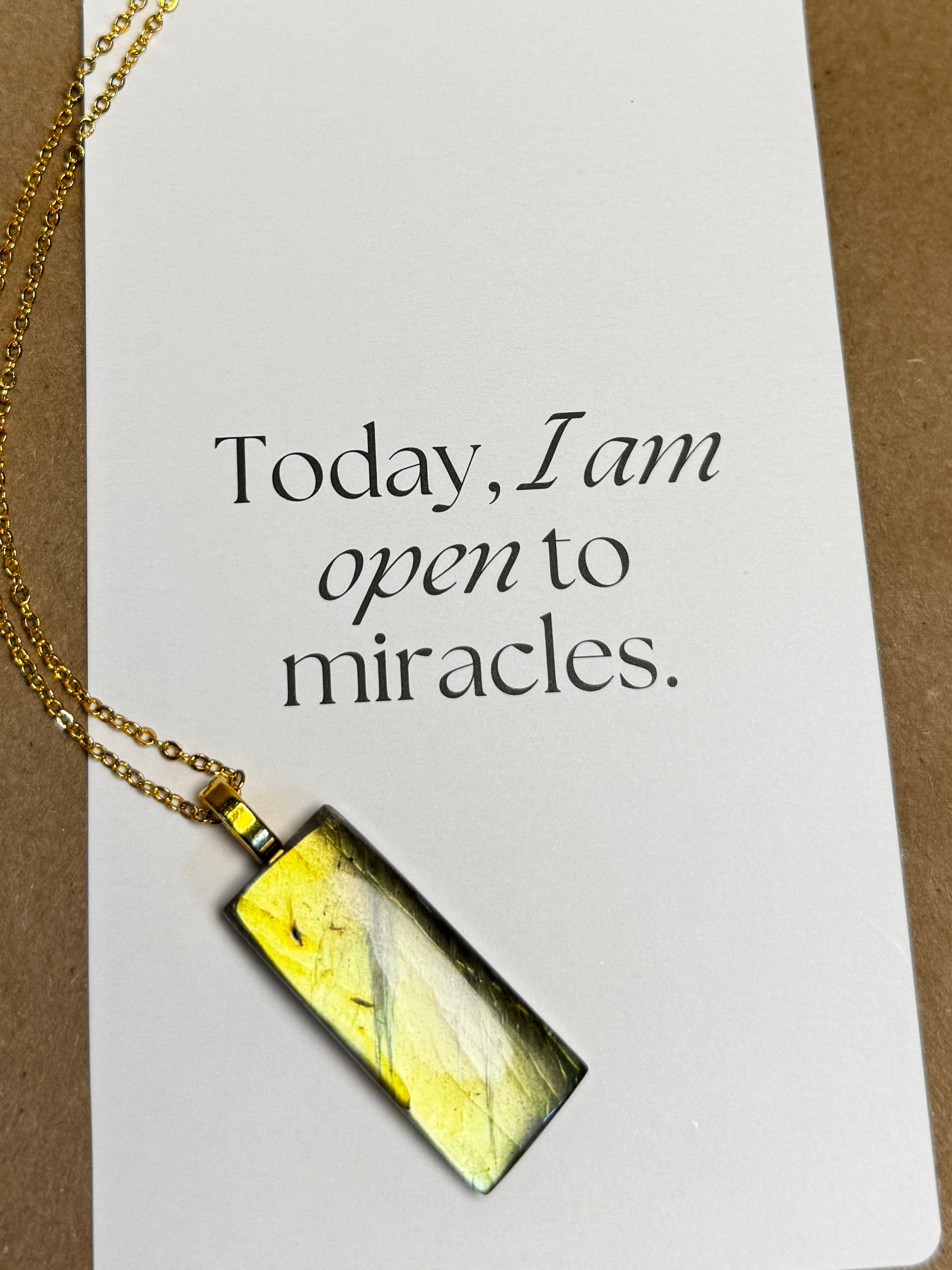 The Beacon Stone – Golden Labradorite Bar Necklace