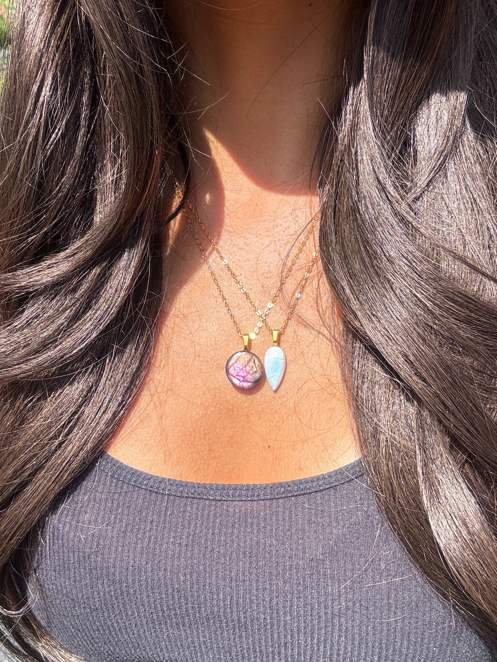 The Quiet Light Stone – Rainbow Moonstone Necklace