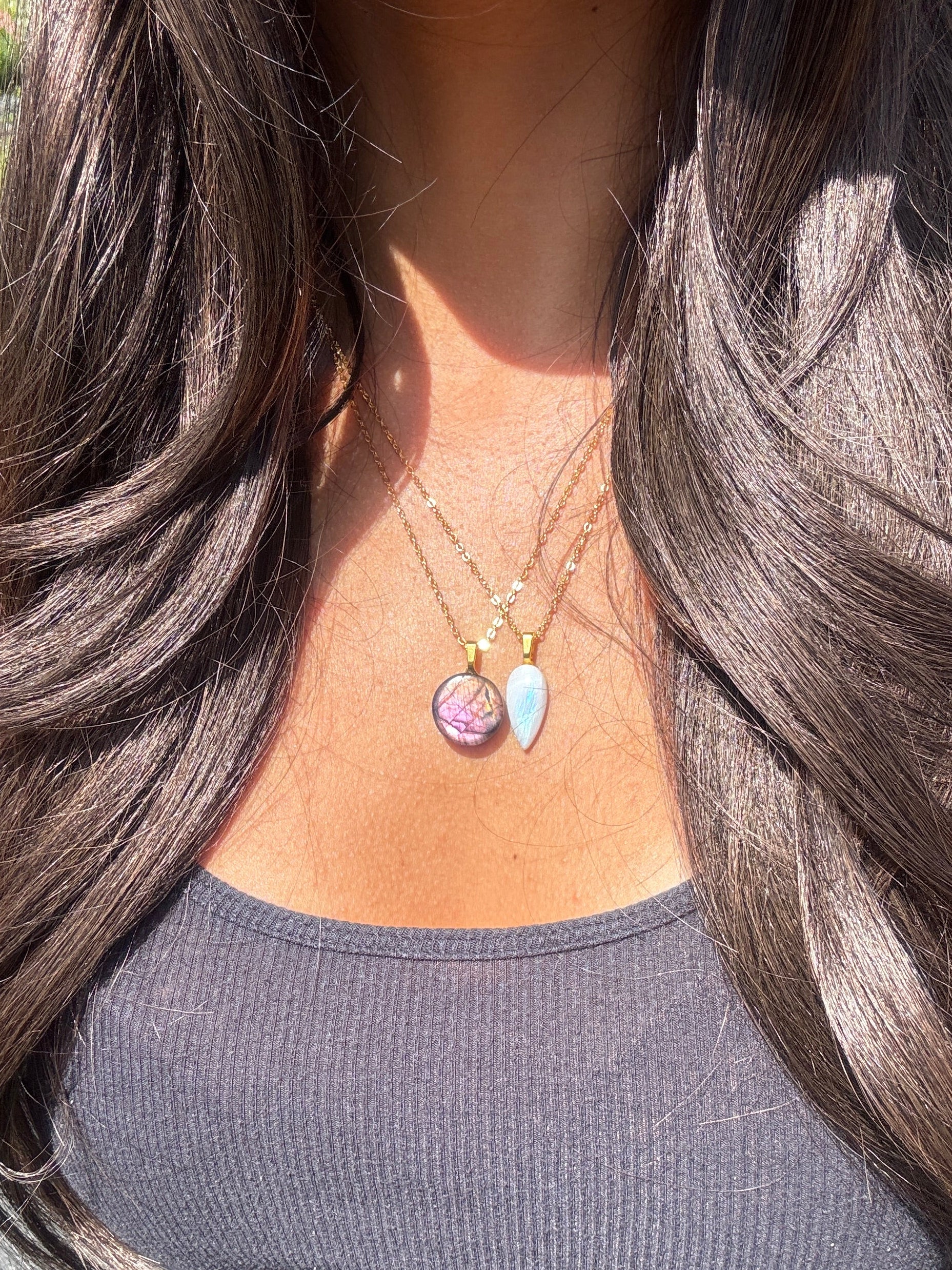 The Quiet Light Stone – Rainbow Moonstone Necklace