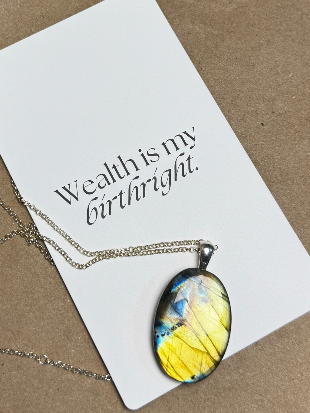 The Prism Bloom Stone – Silver Labradorite Necklace