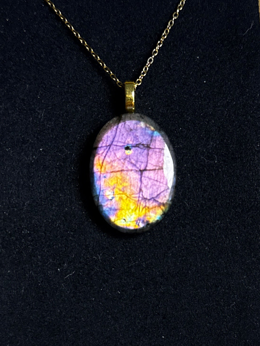 The Starglow Stone – Violet Gold Labradorite Necklace