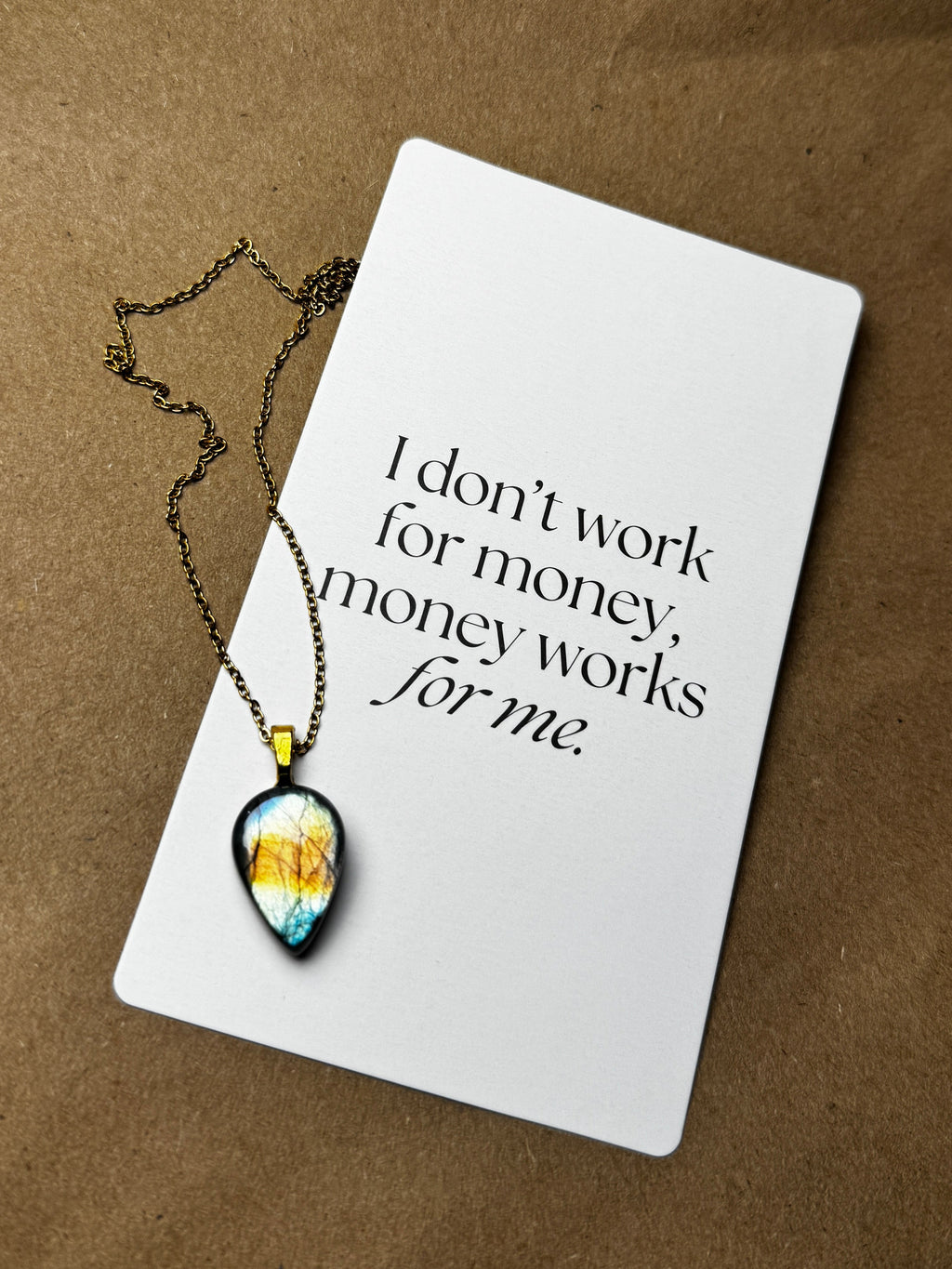 The Horizon Stone – Blue Gold Labradorite Necklace