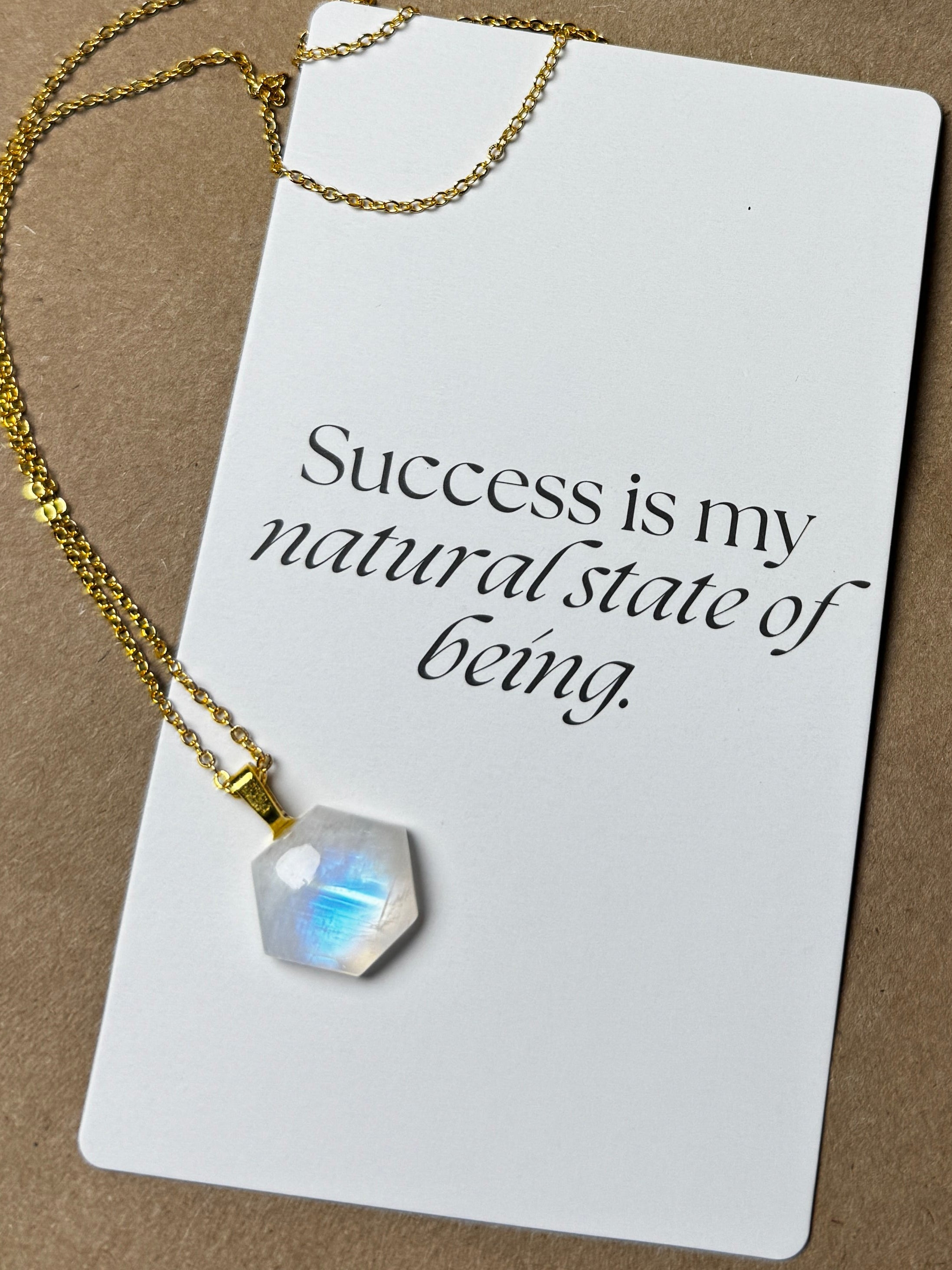 The Sacred Geometry Stone – Rainbow Moonstone Necklace