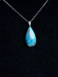 The Cyan Current Stone – Silver Labradorite Necklace
