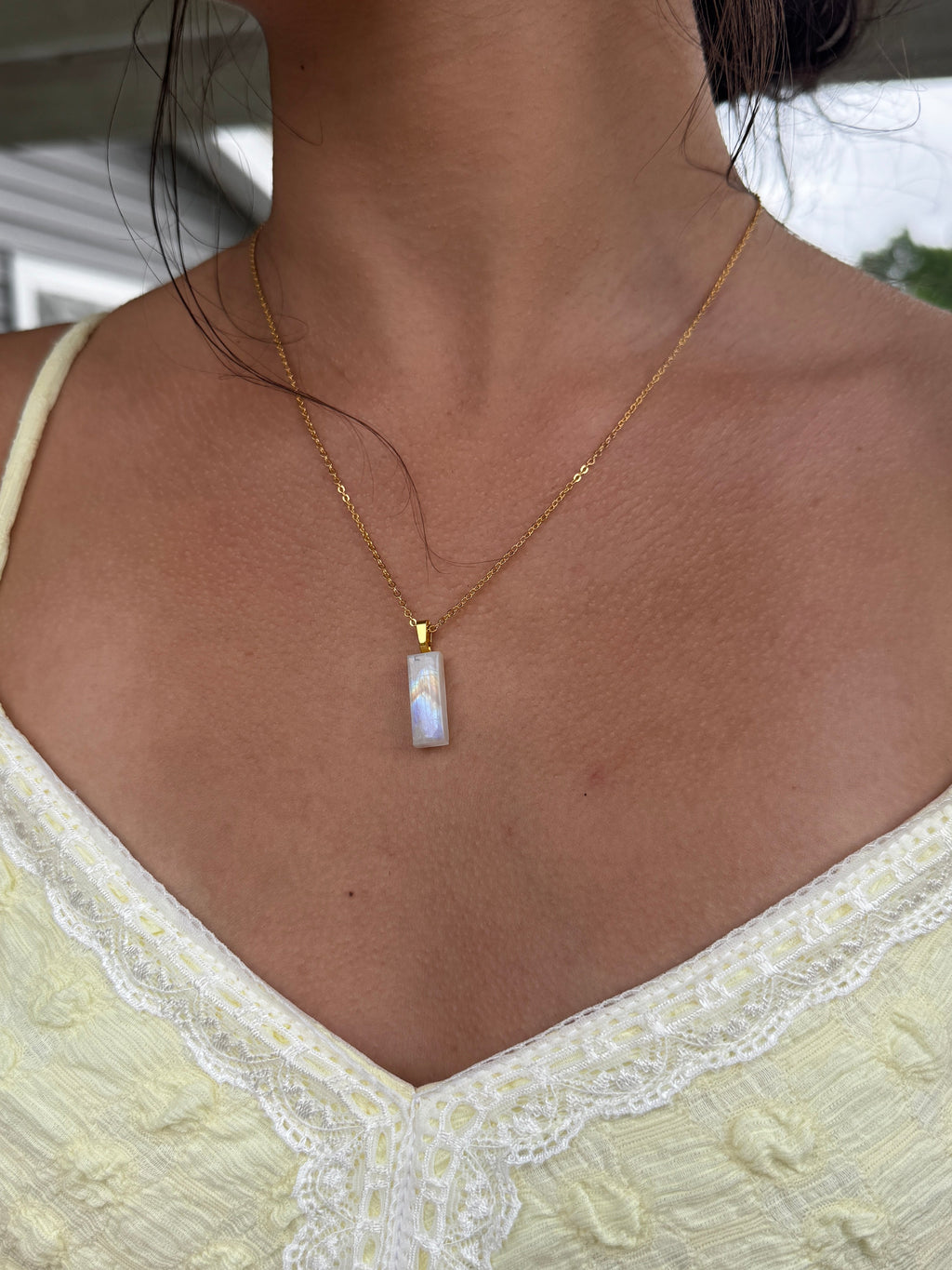 The Clear Path Stone – Rainbow Moonstone Necklace