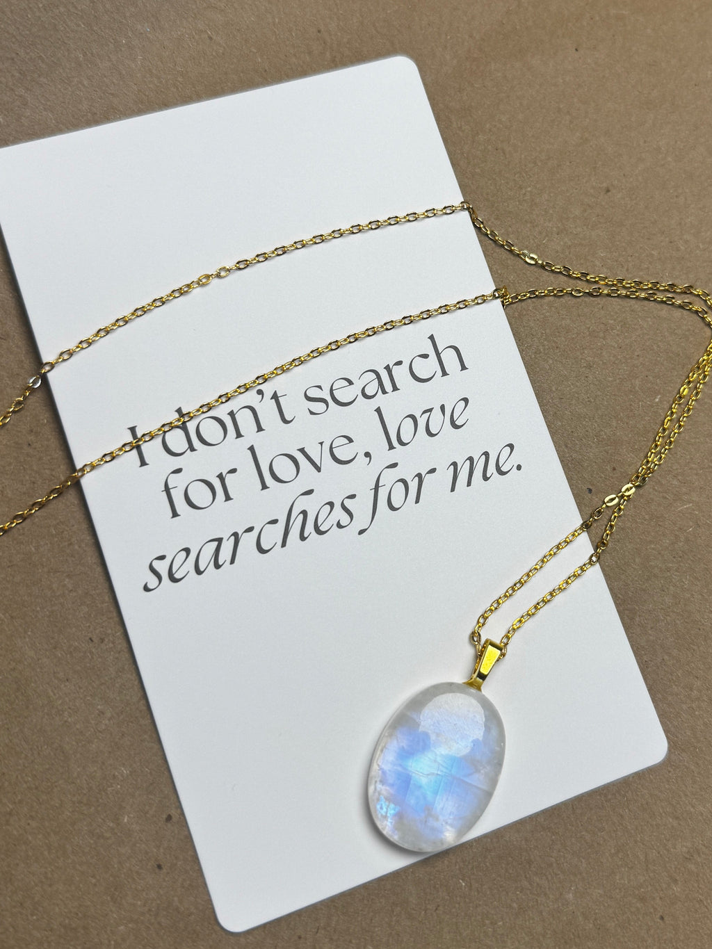 The Blue Aura Stone – Rainbow Moonstone Necklace