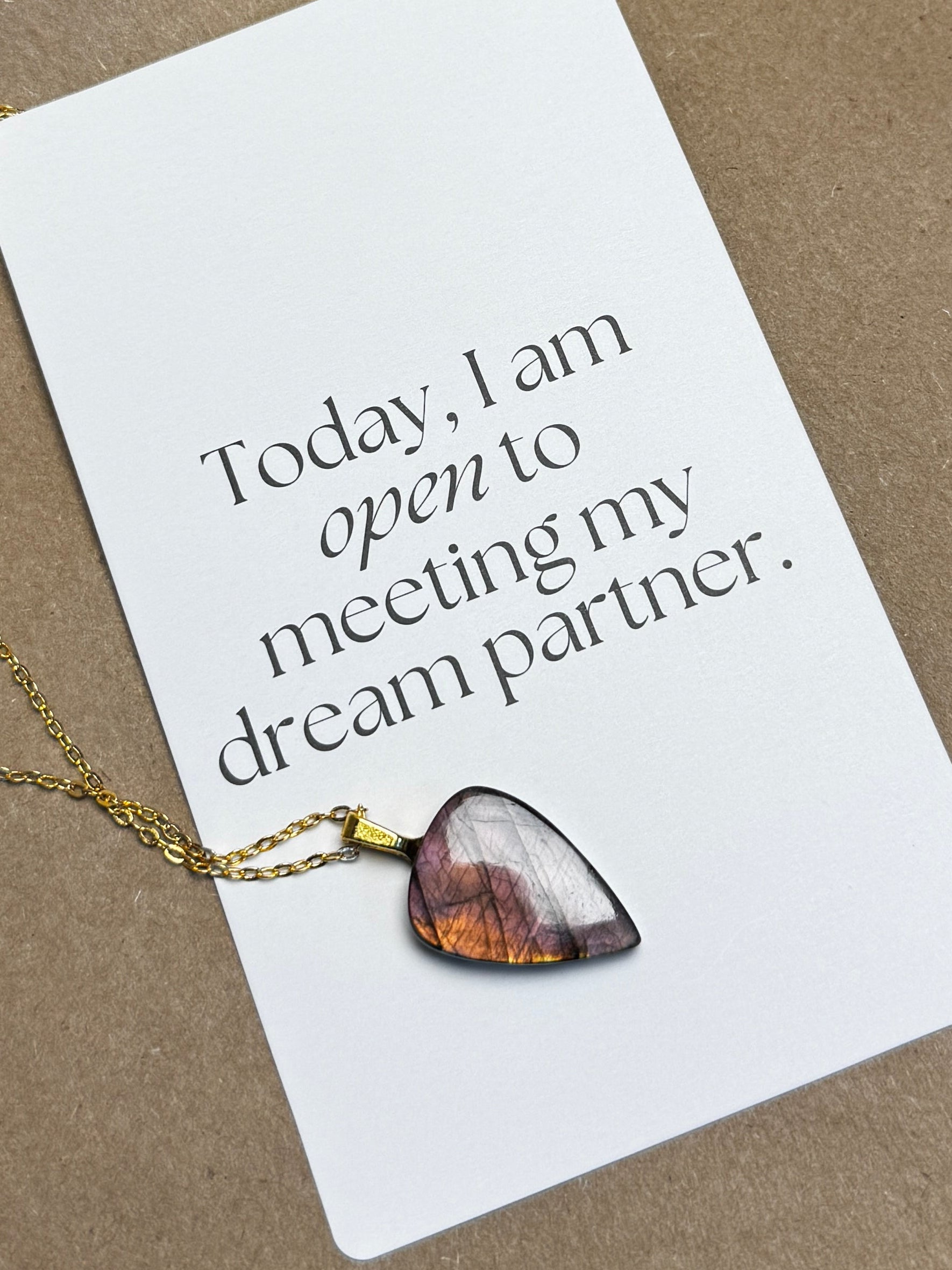 The Sunset Kiss Stone – Pink Gold Labradorite Necklace