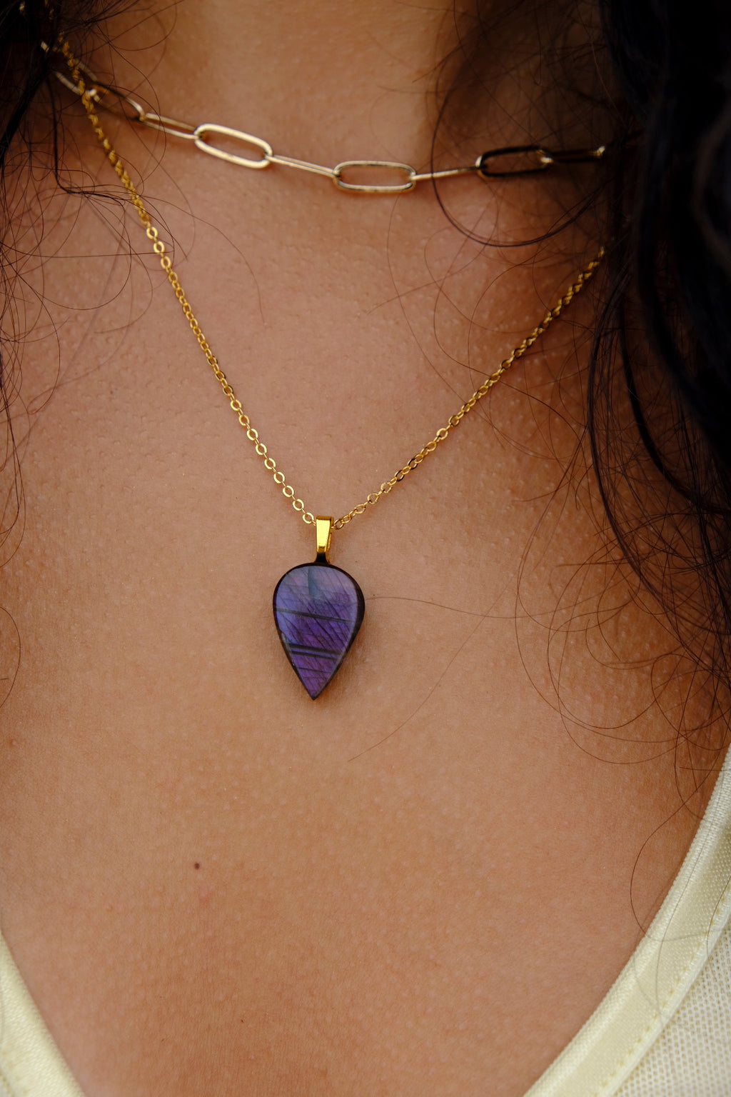 The Violet Veil Stone – Purple Labradorite Necklace