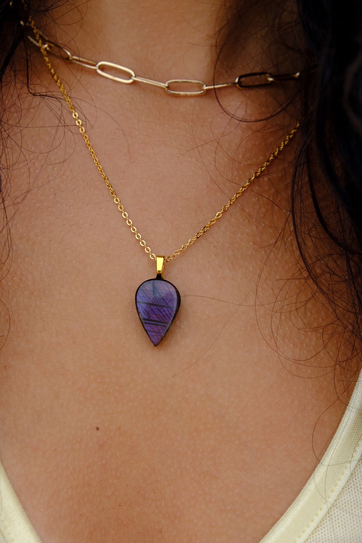 The Violet Veil Stone – Purple Labradorite Necklace