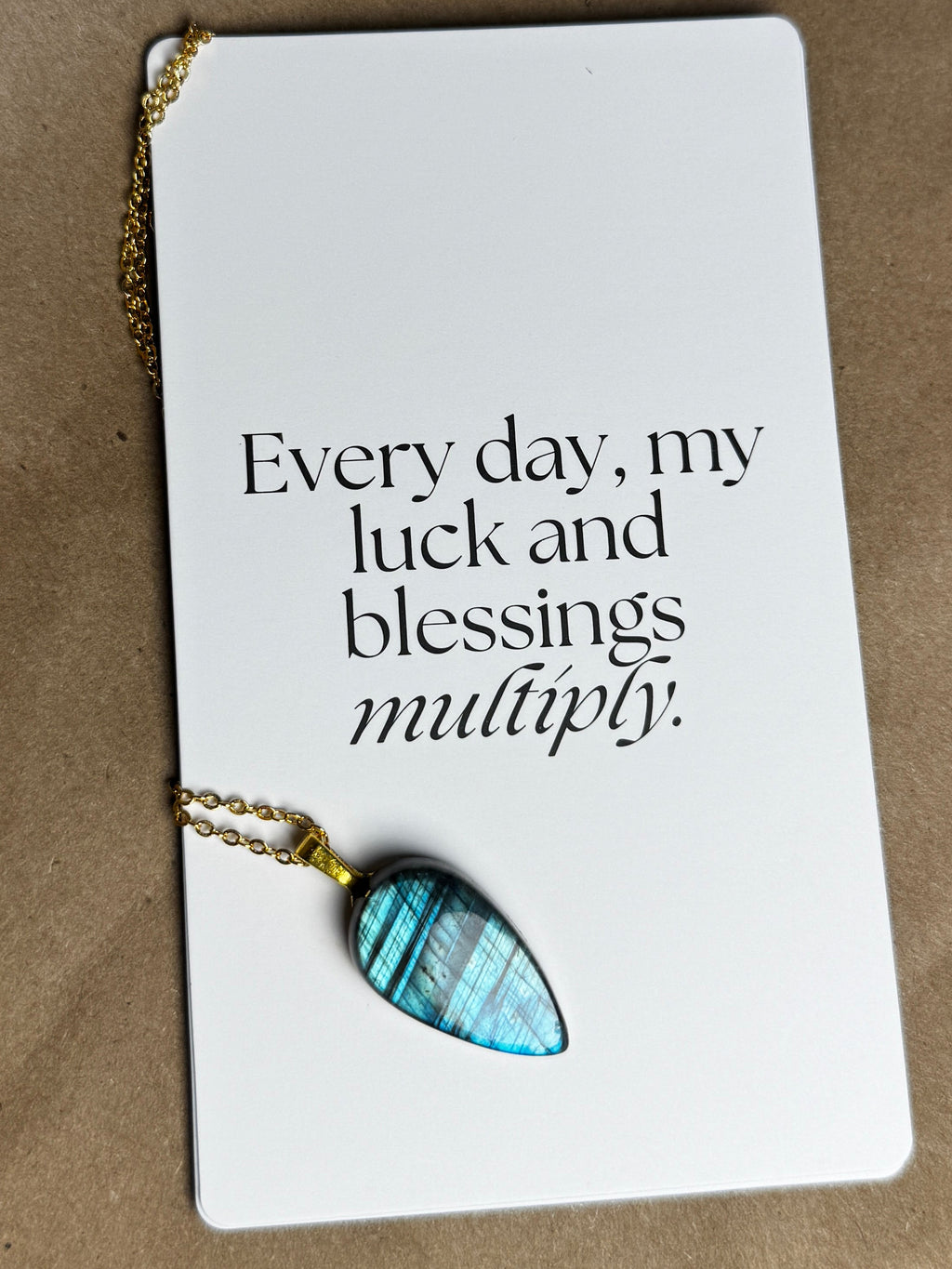 The Current Stone – Electric Aqua Labradorite Necklace