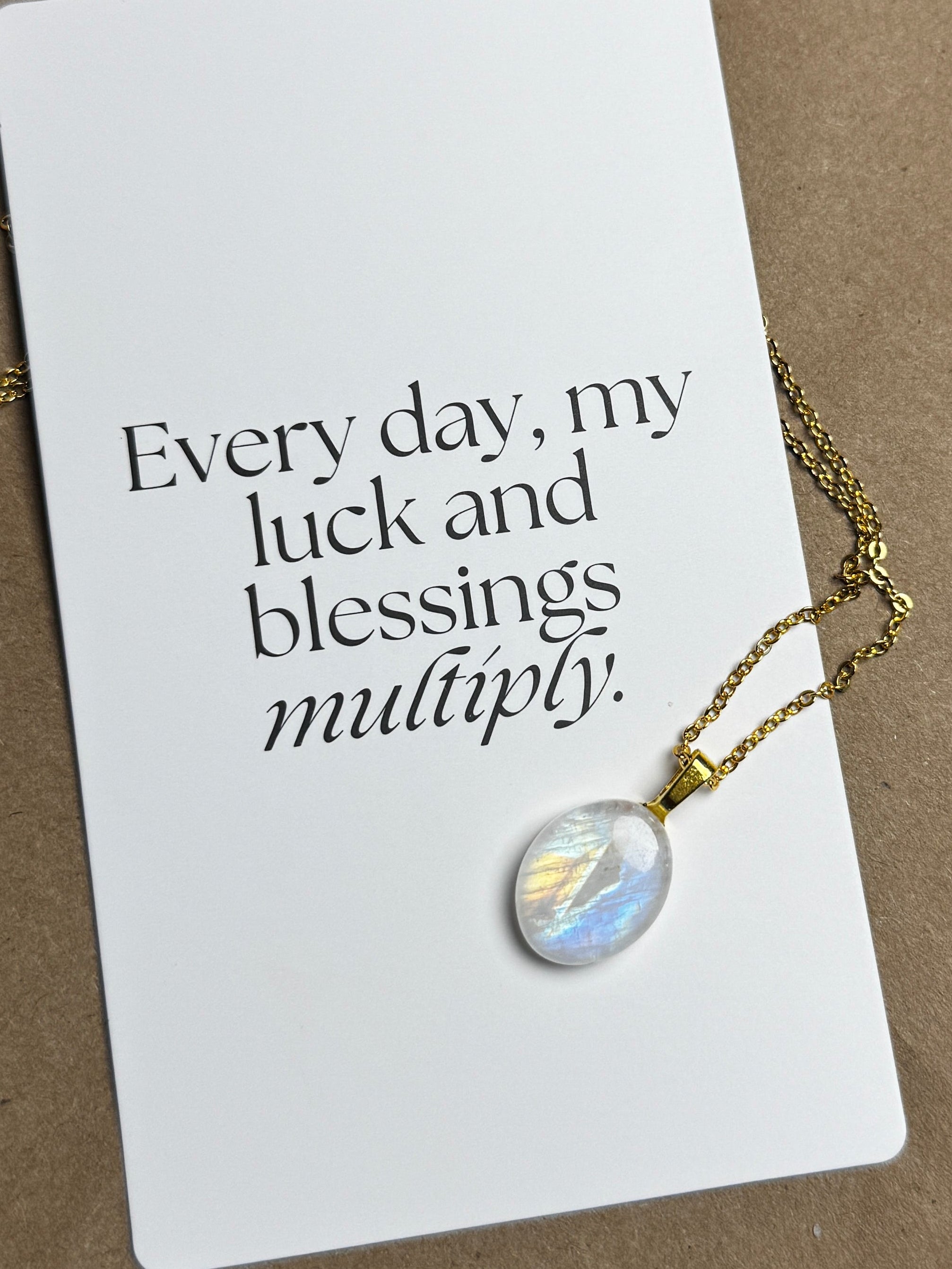 The Moonbeam Blessing Stone – Rainbow Moonstone Necklace
