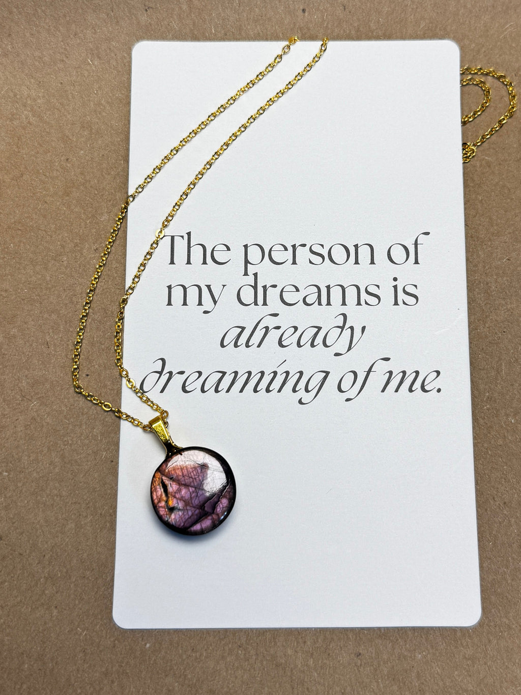 The Petal Flame Stone – Pink Gold Labradorite Necklace