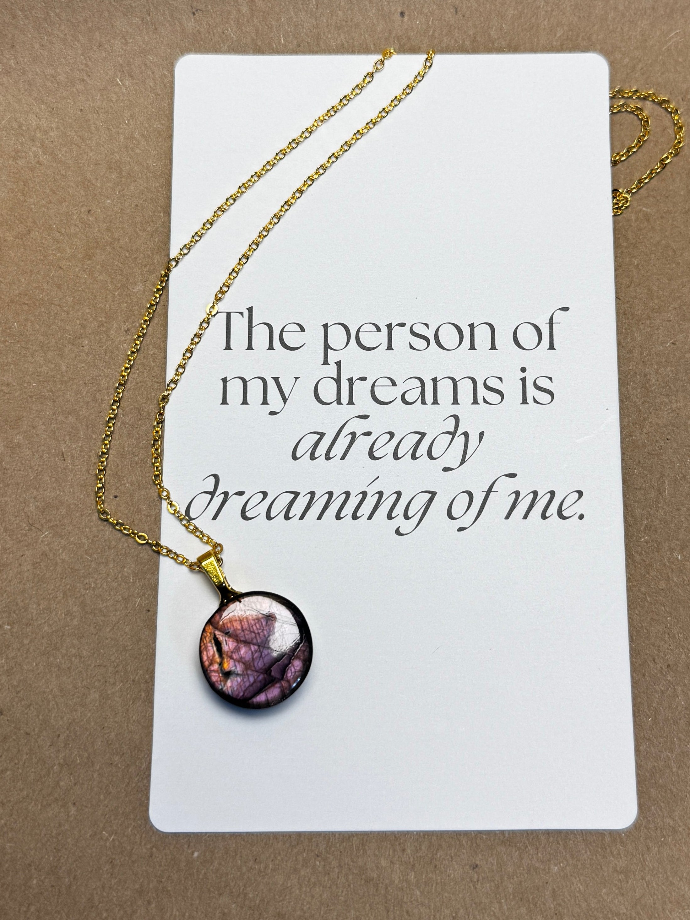 The Petal Flame Stone – Pink Gold Labradorite Necklace