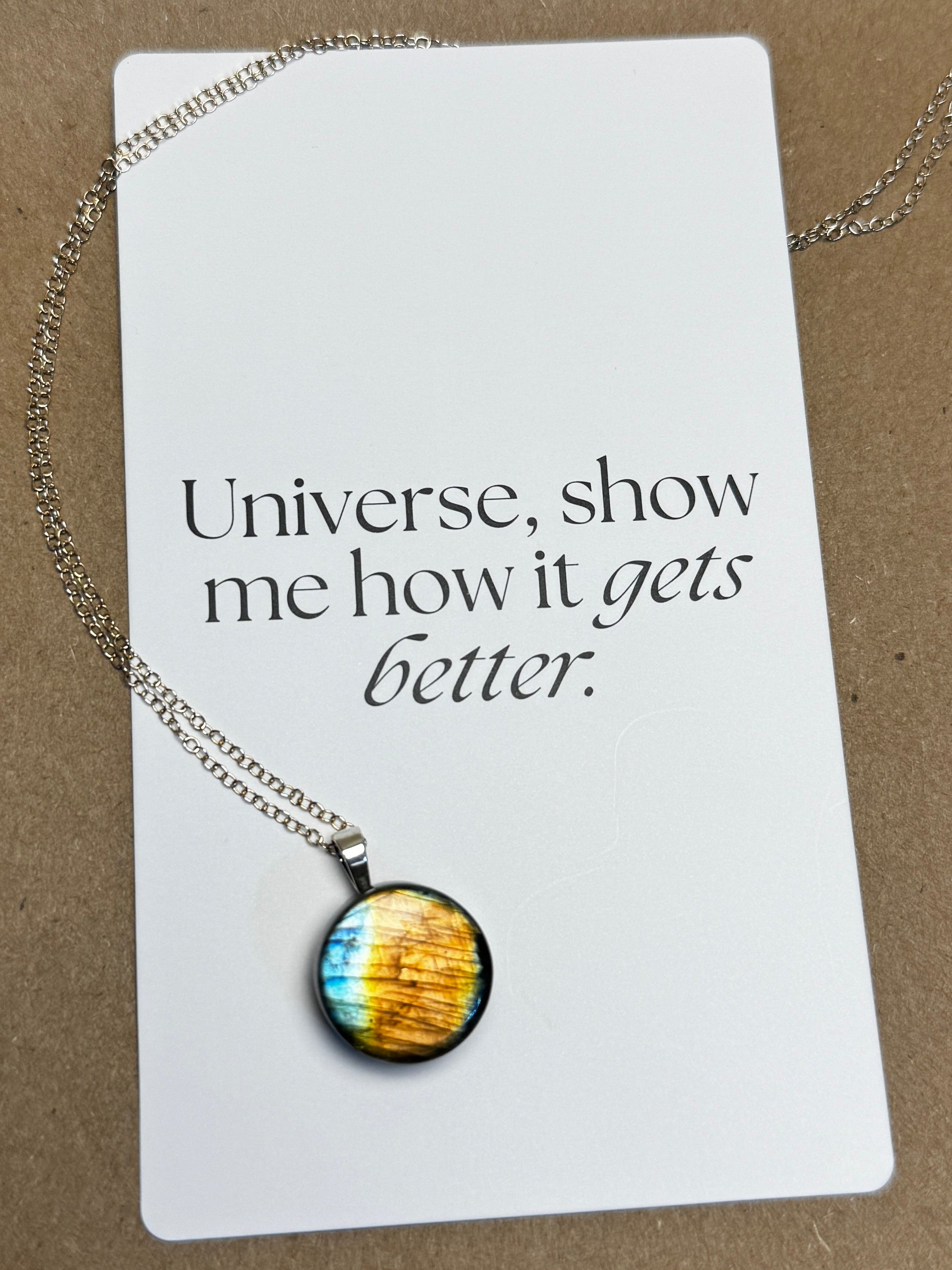 The Solstice Stone – Silver Labradorite Necklace