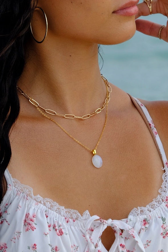 The Moonbeam Blessing Stone – Rainbow Moonstone Necklace