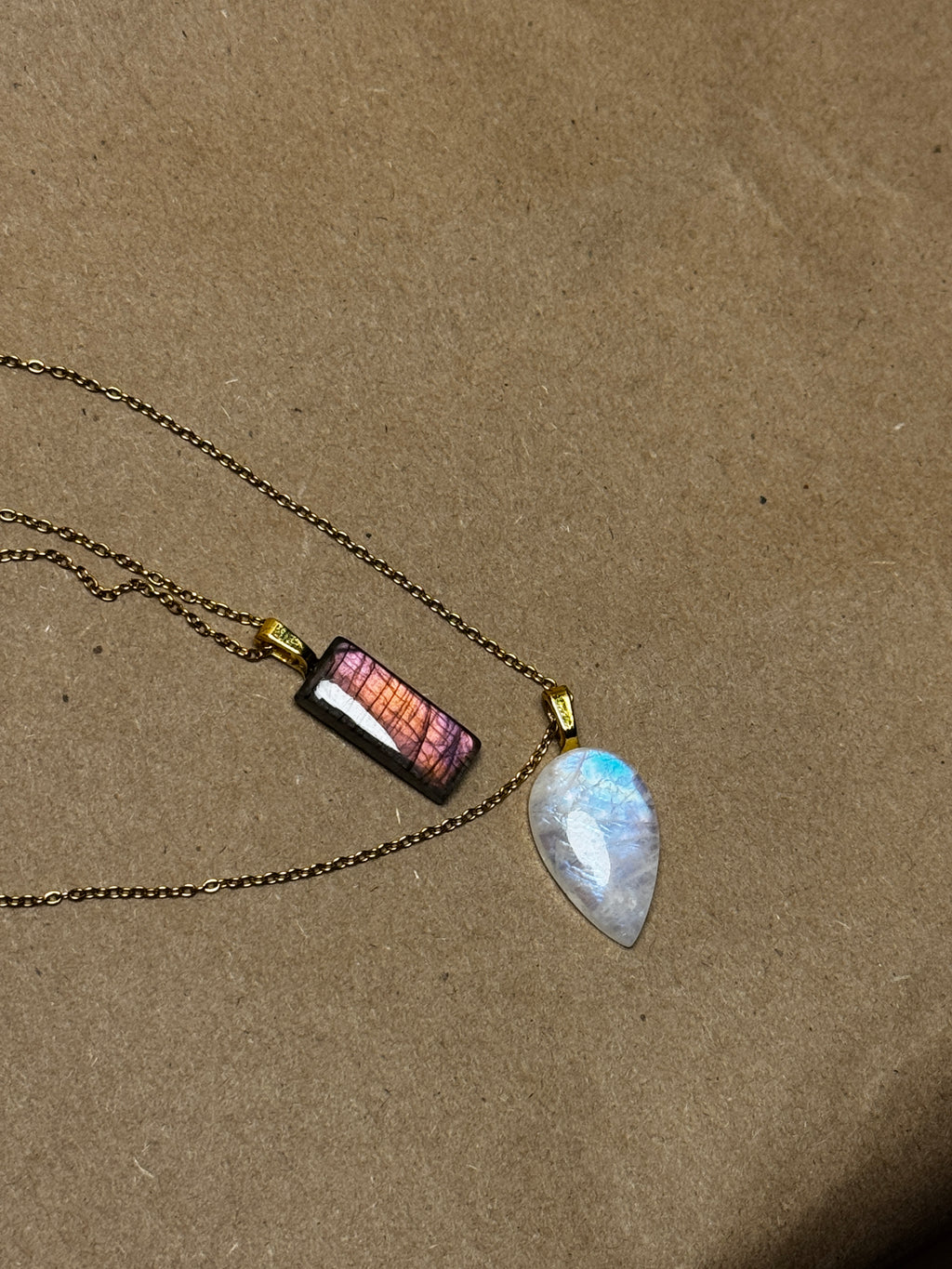 The Bloom Stone – Pink Peach Labradorite Necklace