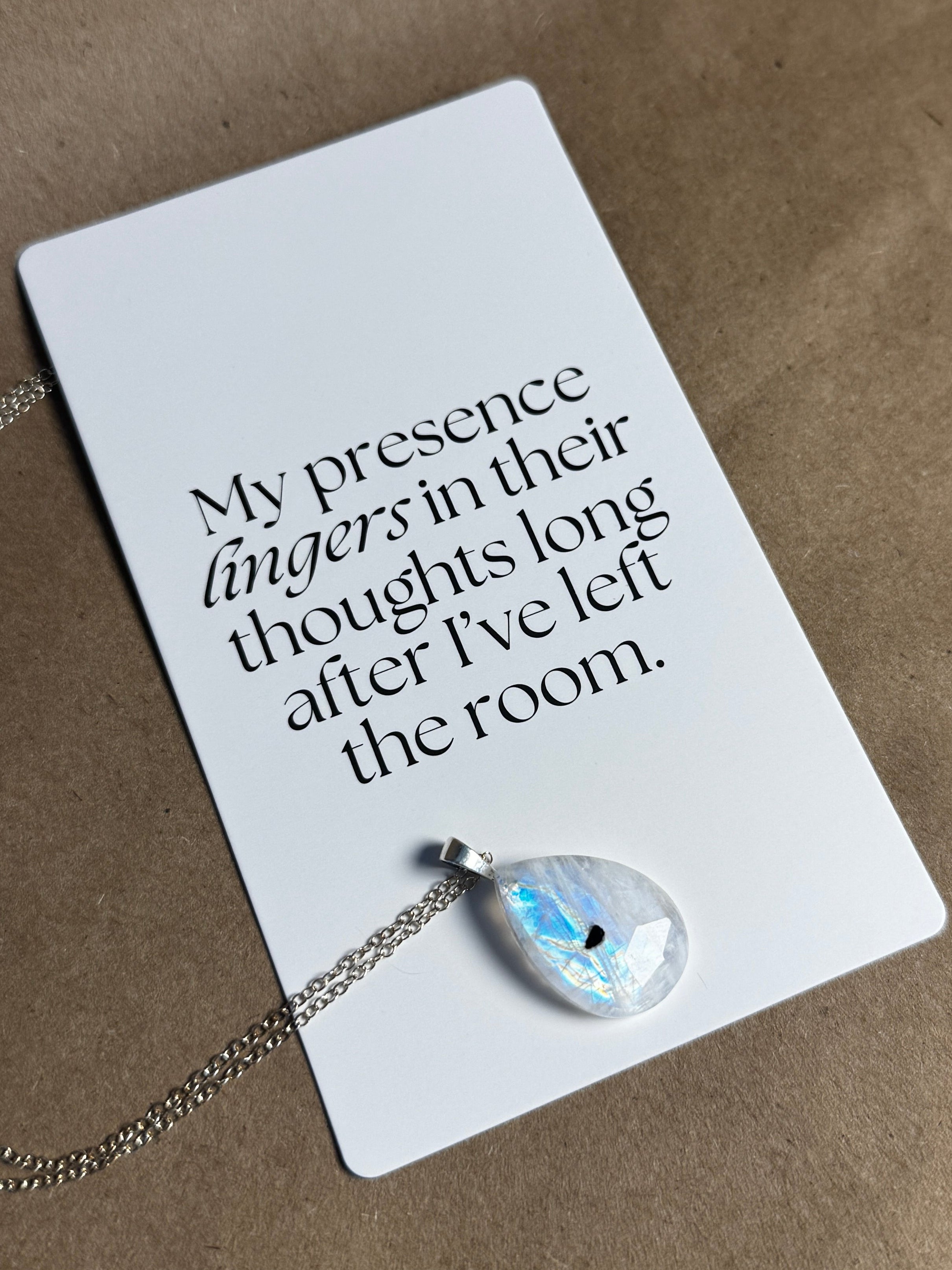 The Stillwater Moon Stone – Silver Rainbow Moonstone Necklace