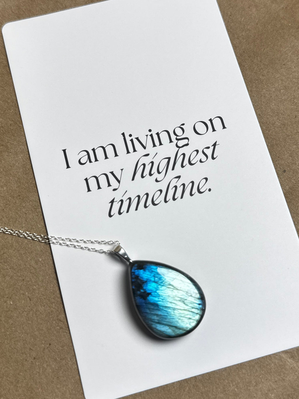 The Riptide Stone – Electric Aqua Labradorite Necklace
