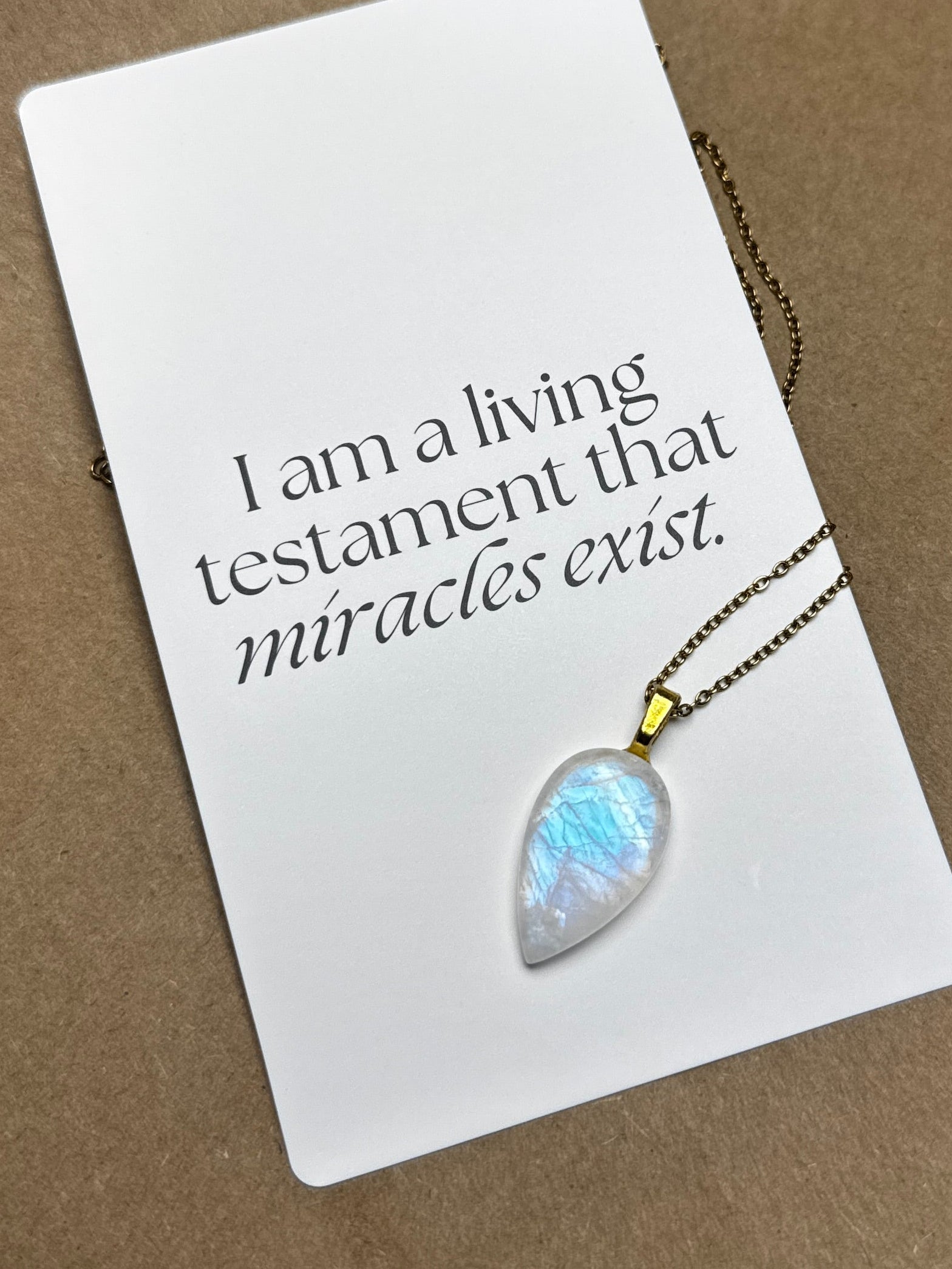 The Whispering Light Stone – Rainbow Moonstone Necklace