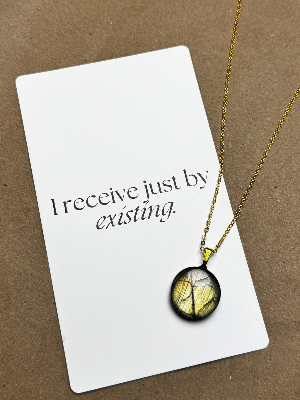 The Golden Halo Stone – Golden Yellow Labradorite Necklace