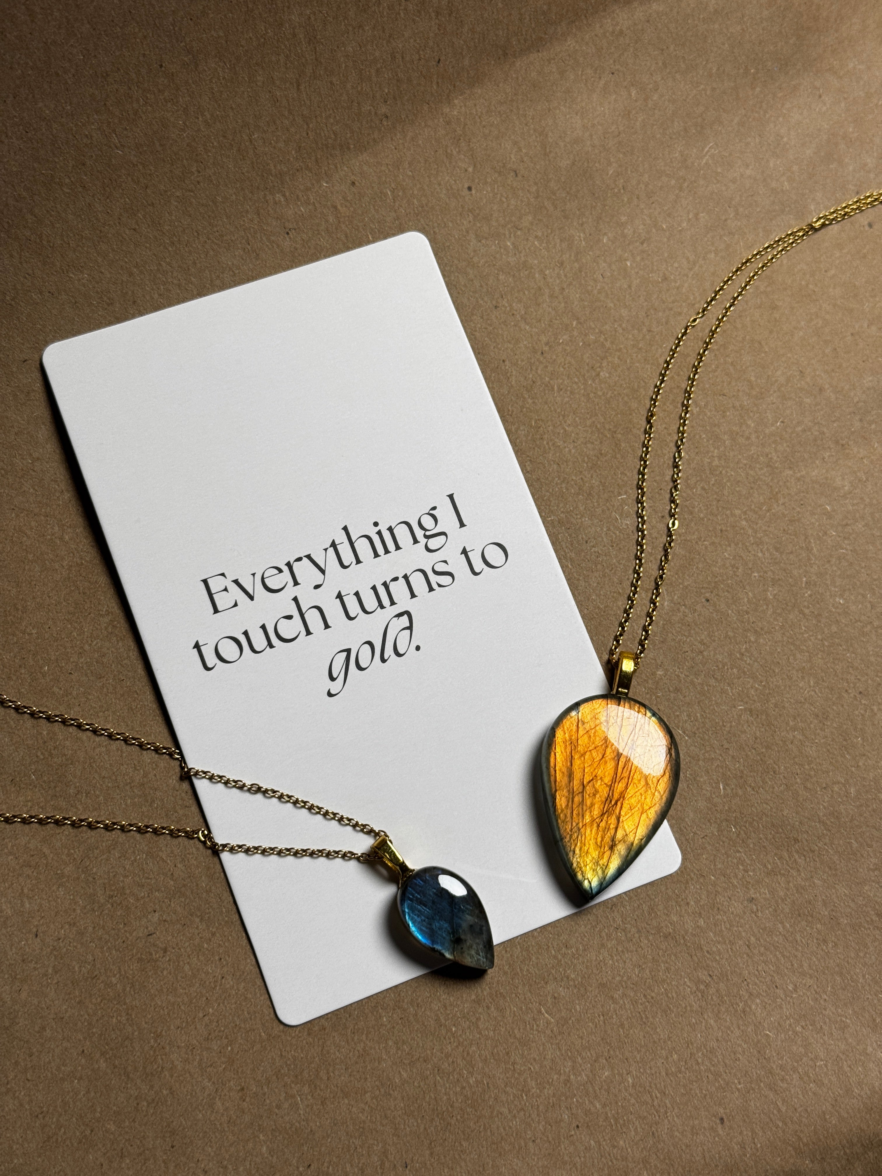 The Solaris Stone – Golden Orange Labradorite Necklace
