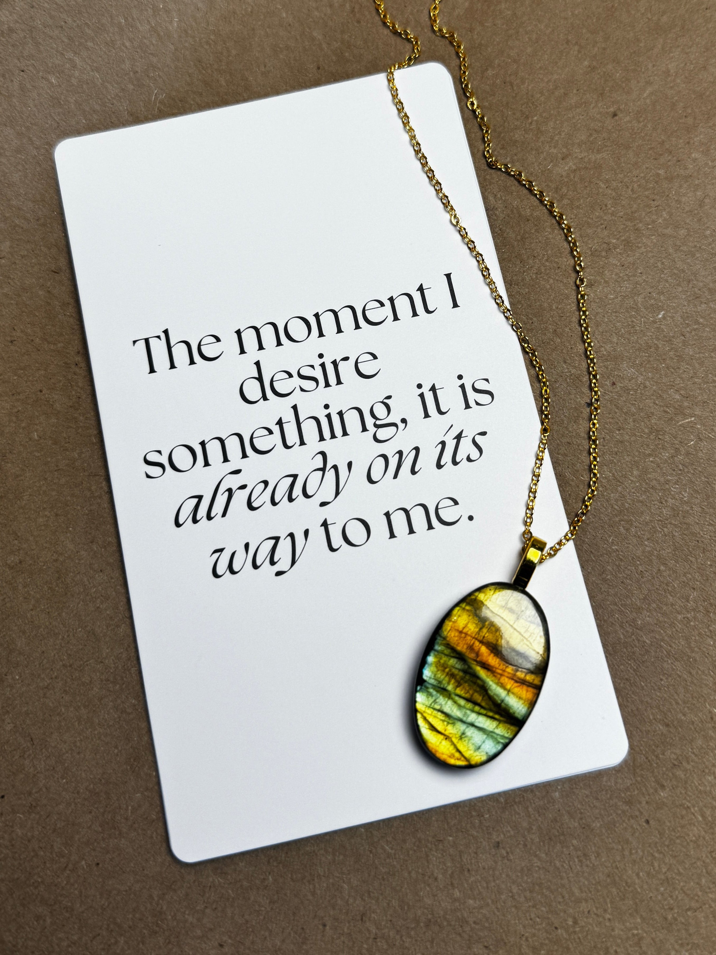 The Verdant Glow Stone – Golden Green Labradorite Necklace