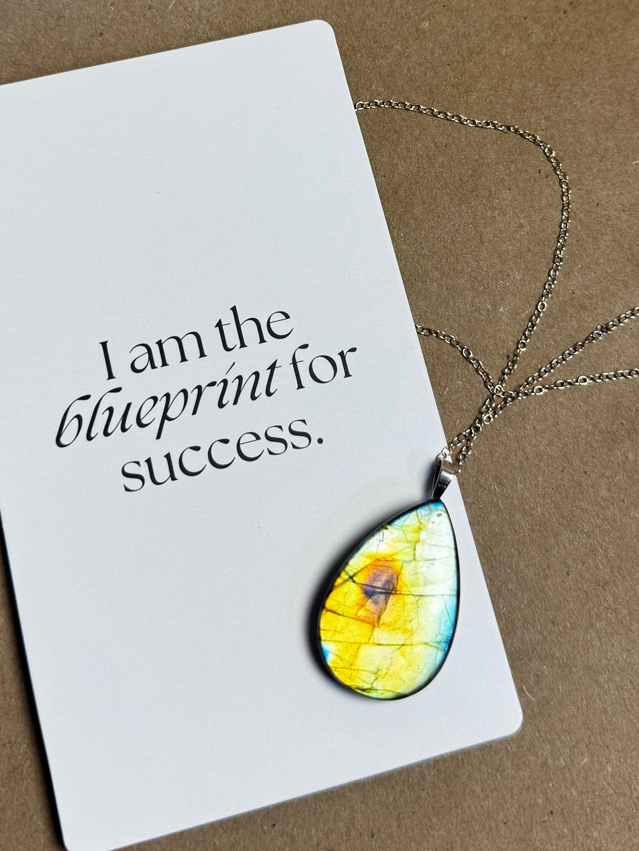 The Beacon Tide Stone – Silver Labradorite Necklace