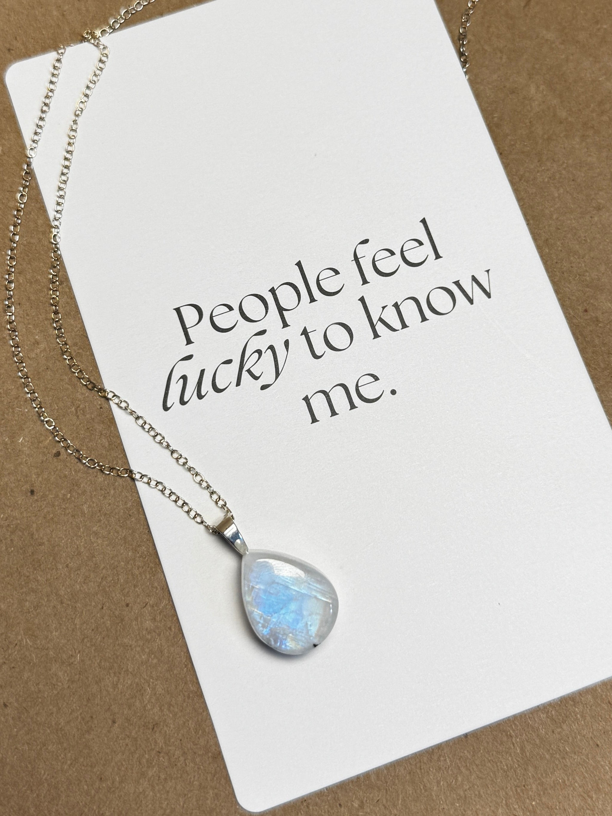 The Soft Halo Stone – Silver Rainbow Moonstone Necklace