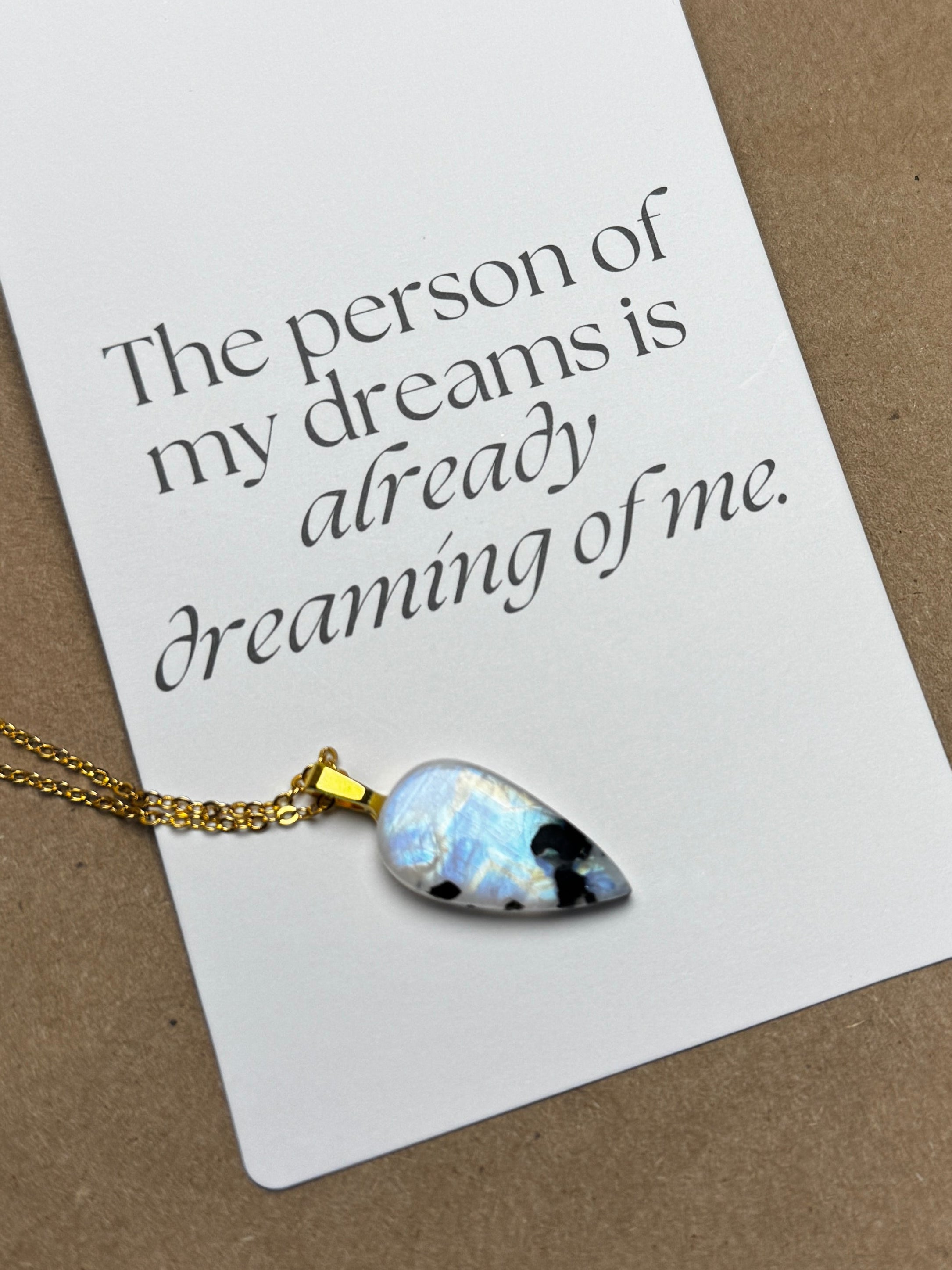 The Night Bloom Stone – Rainbow Moonstone Necklace