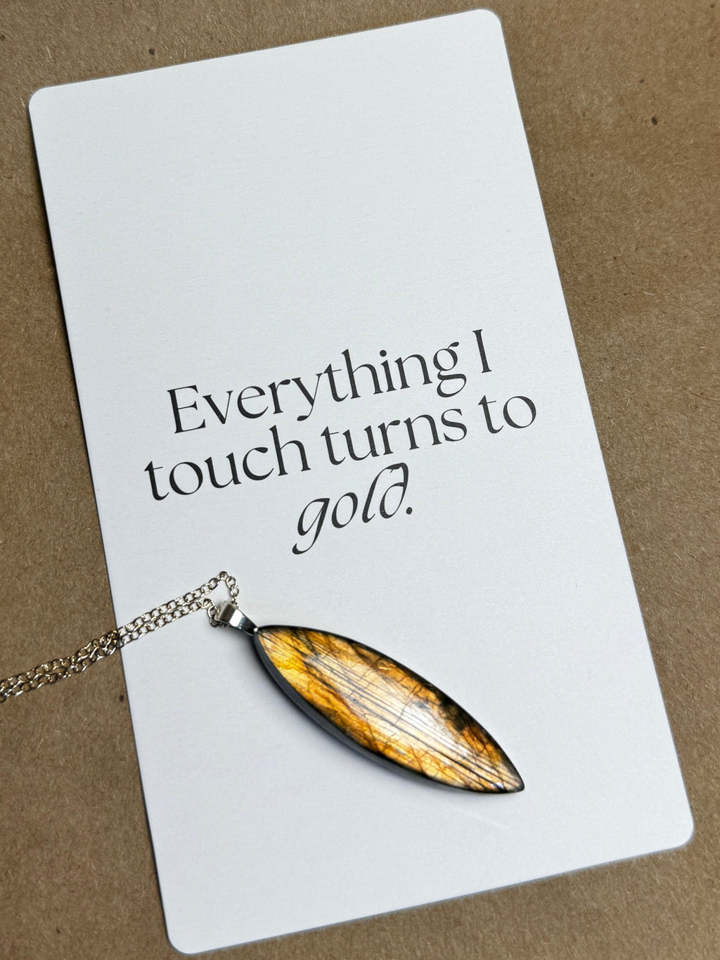 The Gilded Arrow Stone – Silver Labradorite Necklace