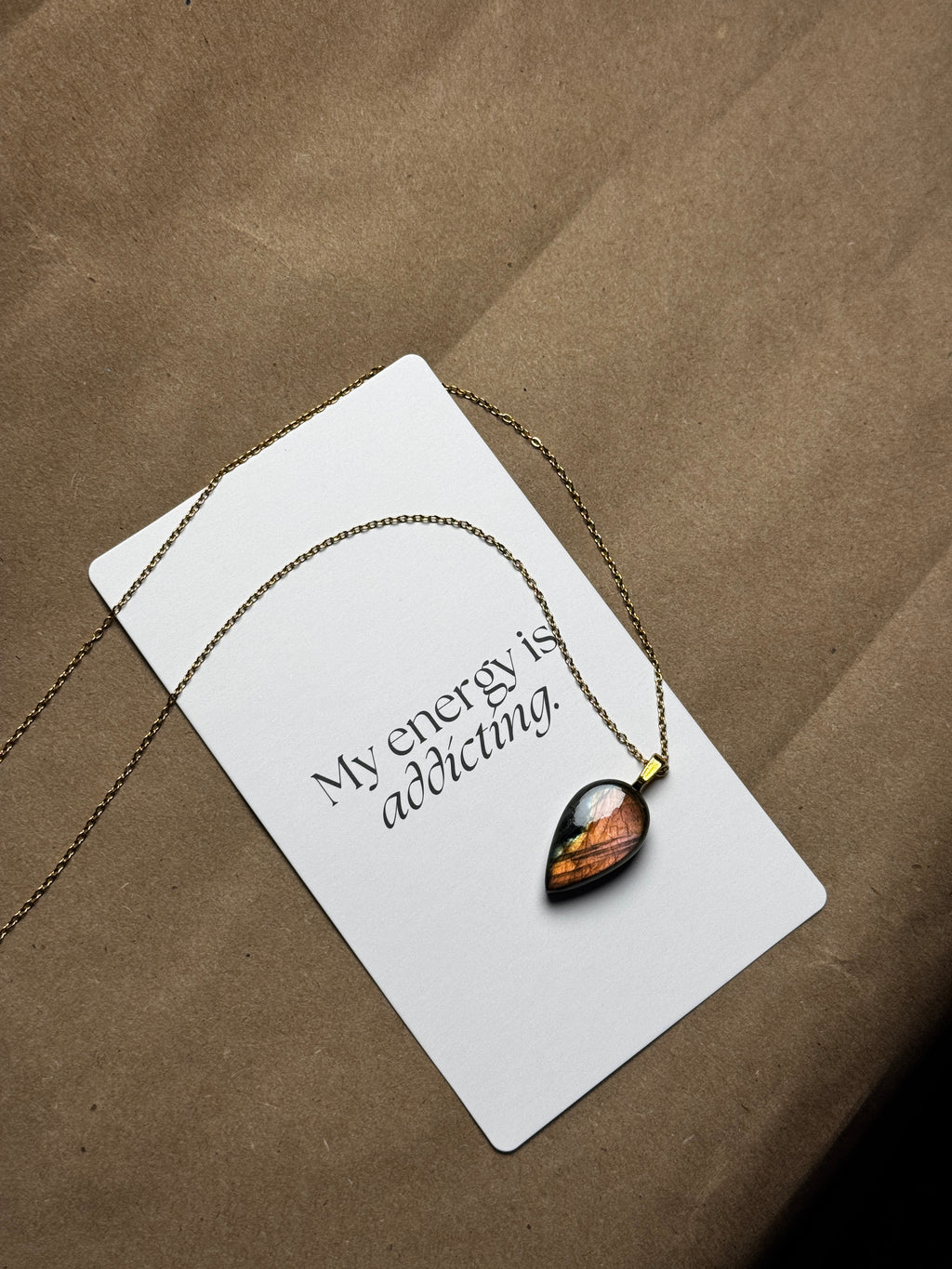 The Ember Stone – Peach Fire Labradorite Necklace