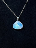 The Moonwave Stone – Silver Rainbow Moonstone Necklace