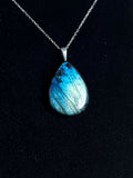 The Riptide Stone – Electric Aqua Labradorite Necklace
