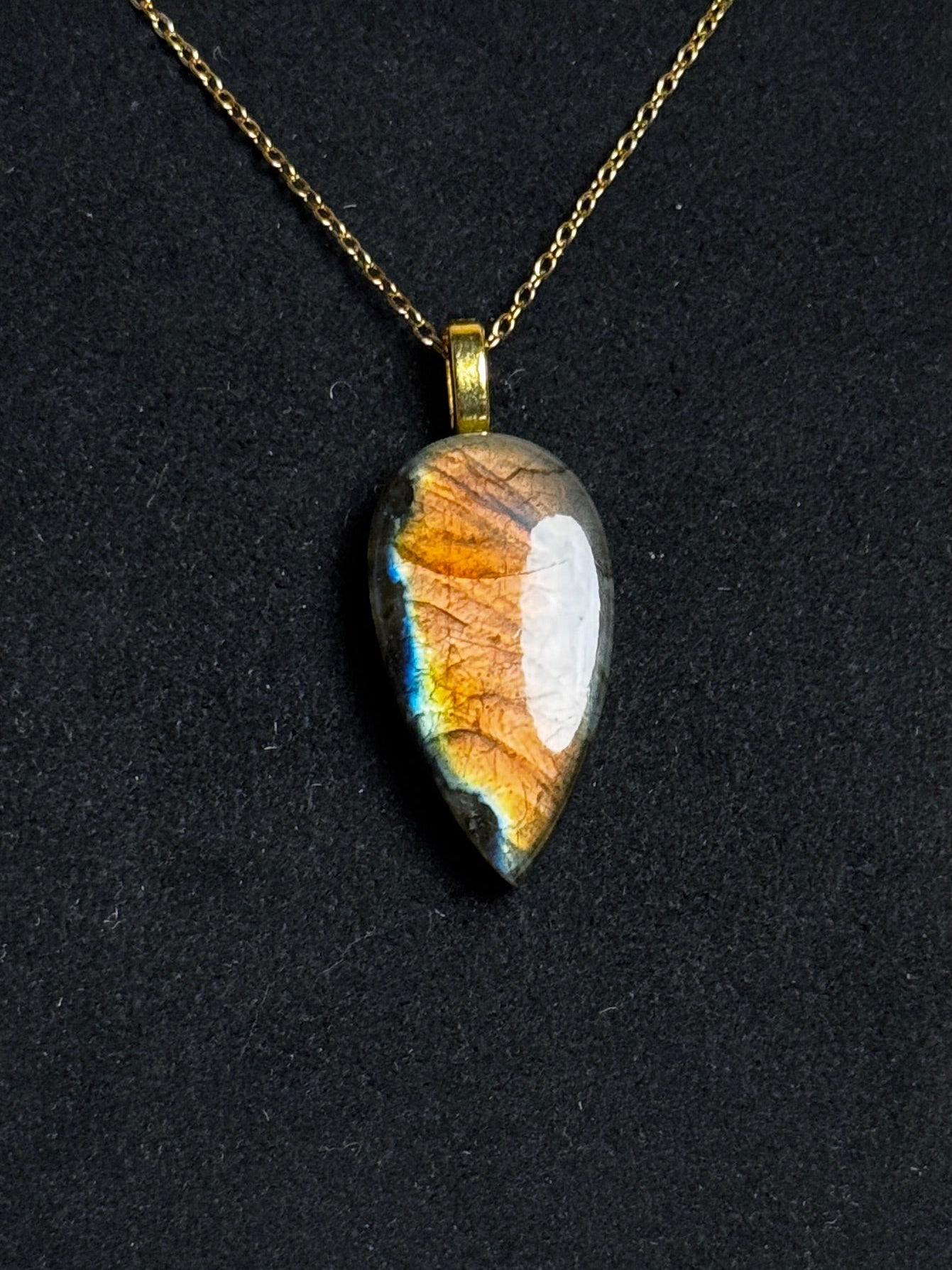 The Phoenix Stone – Golden Orange Labradorite Necklace