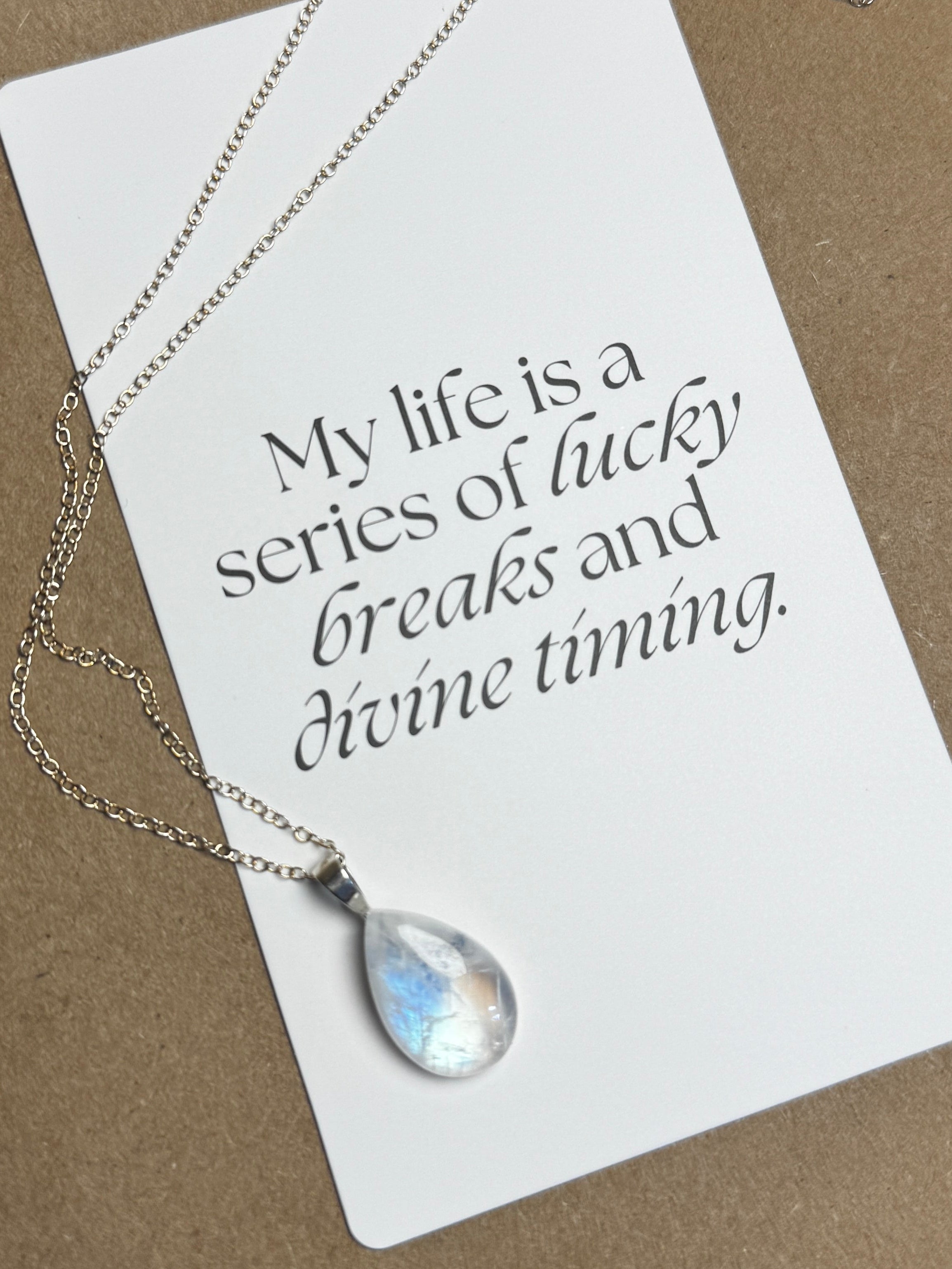 The Tideglow Stone – Silver Rainbow Moonstone Necklace