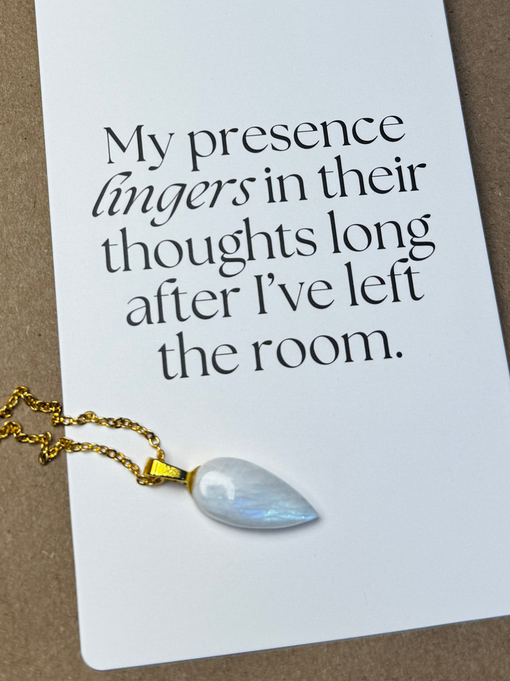 The Quiet Light Stone – Rainbow Moonstone Necklace