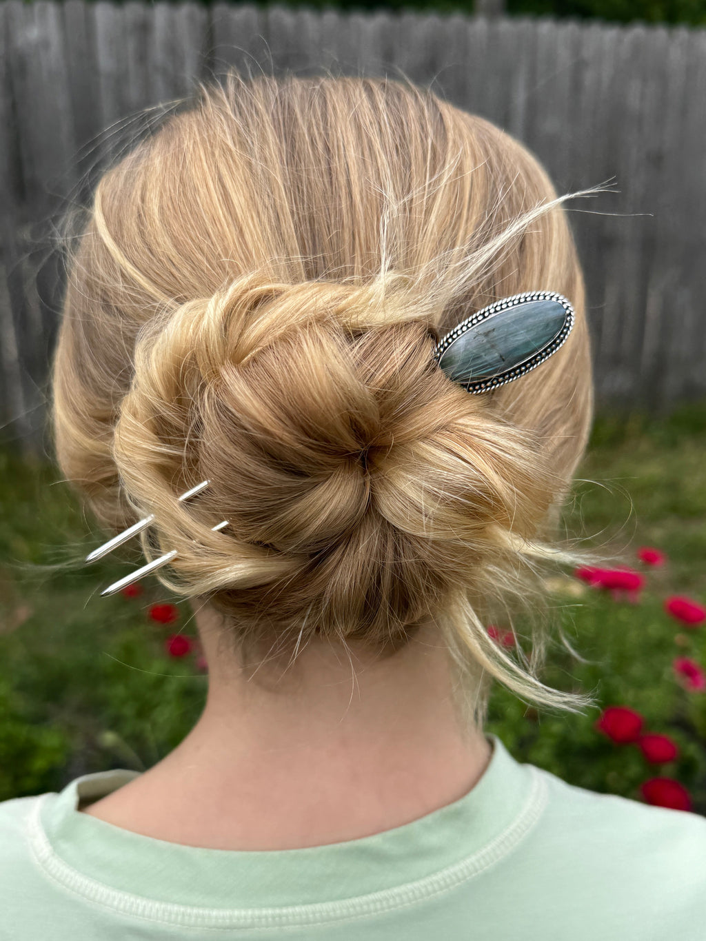 Labradorite Hair Pin – Silver Hair Fork