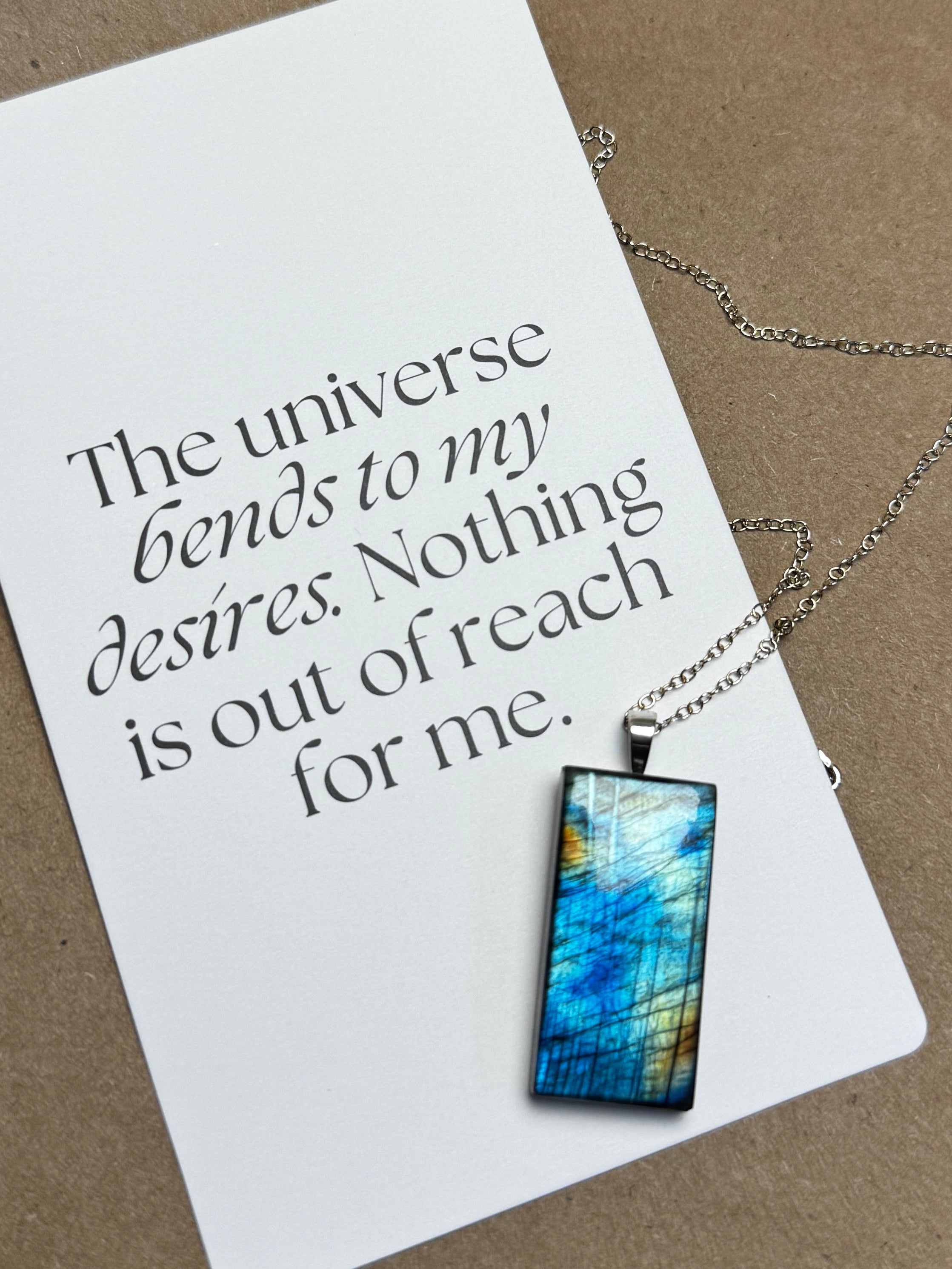 The Electric Horizon Stone – Silver Labradorite Necklace