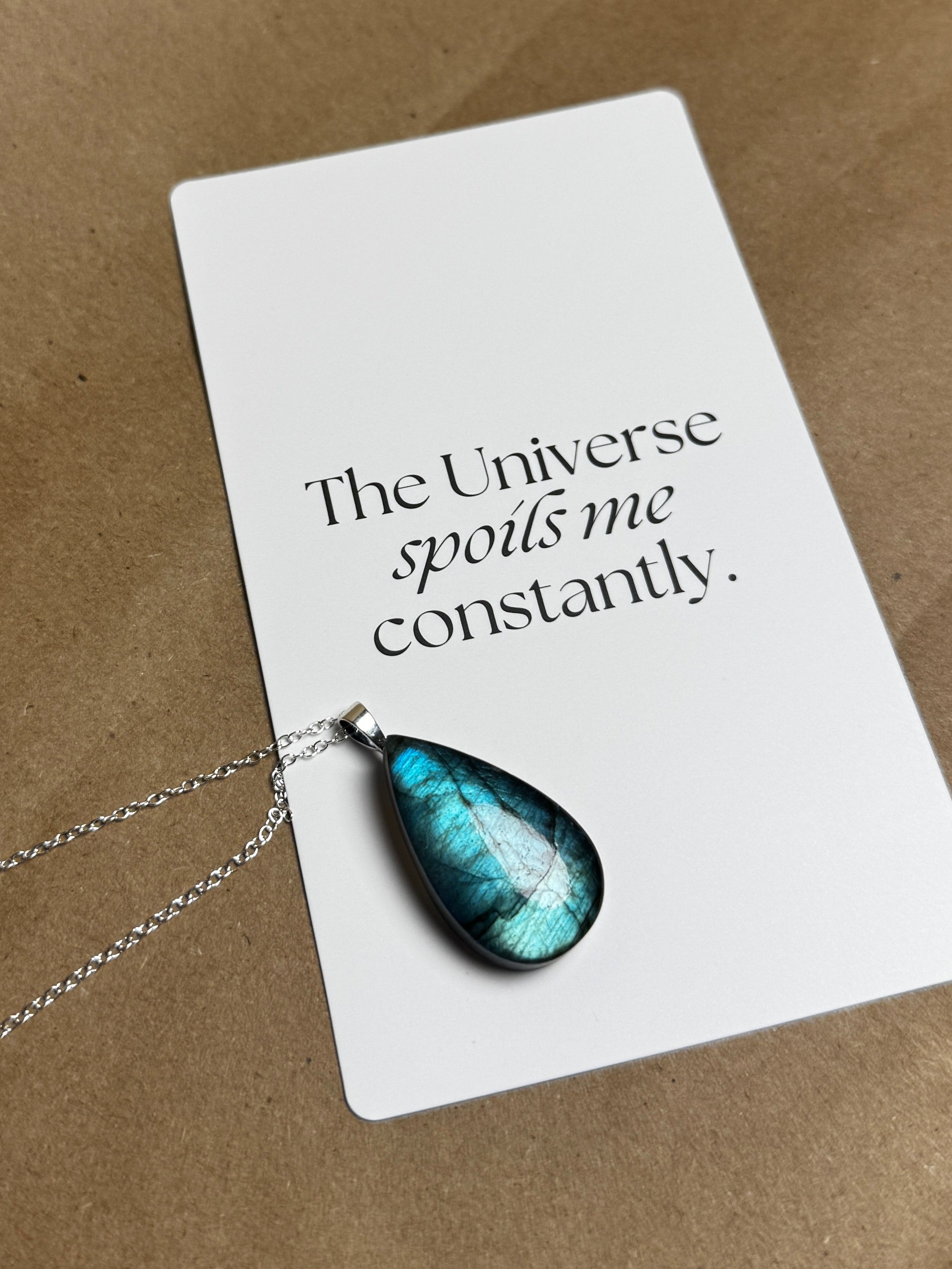 The Lagoon Stone – Teal Aqua Labradorite Necklace