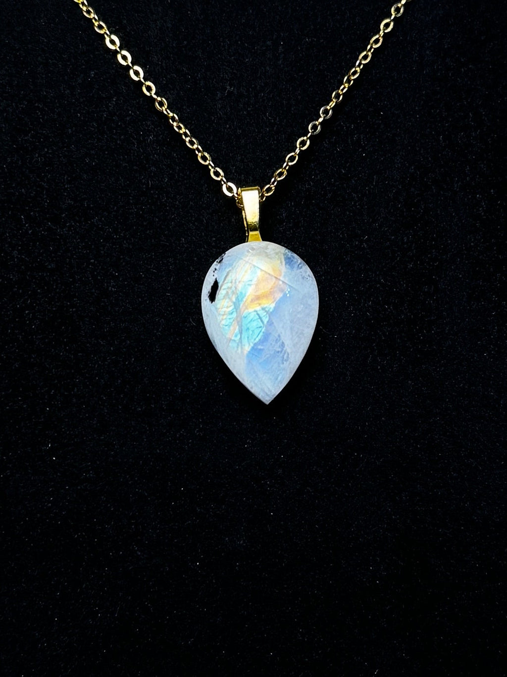 The Dawnveil Stone – Rainbow Moonstone Necklace